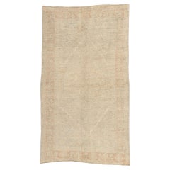 Tonal Vintage Turkish Oushak Rug Soft Earth-Tone Colors