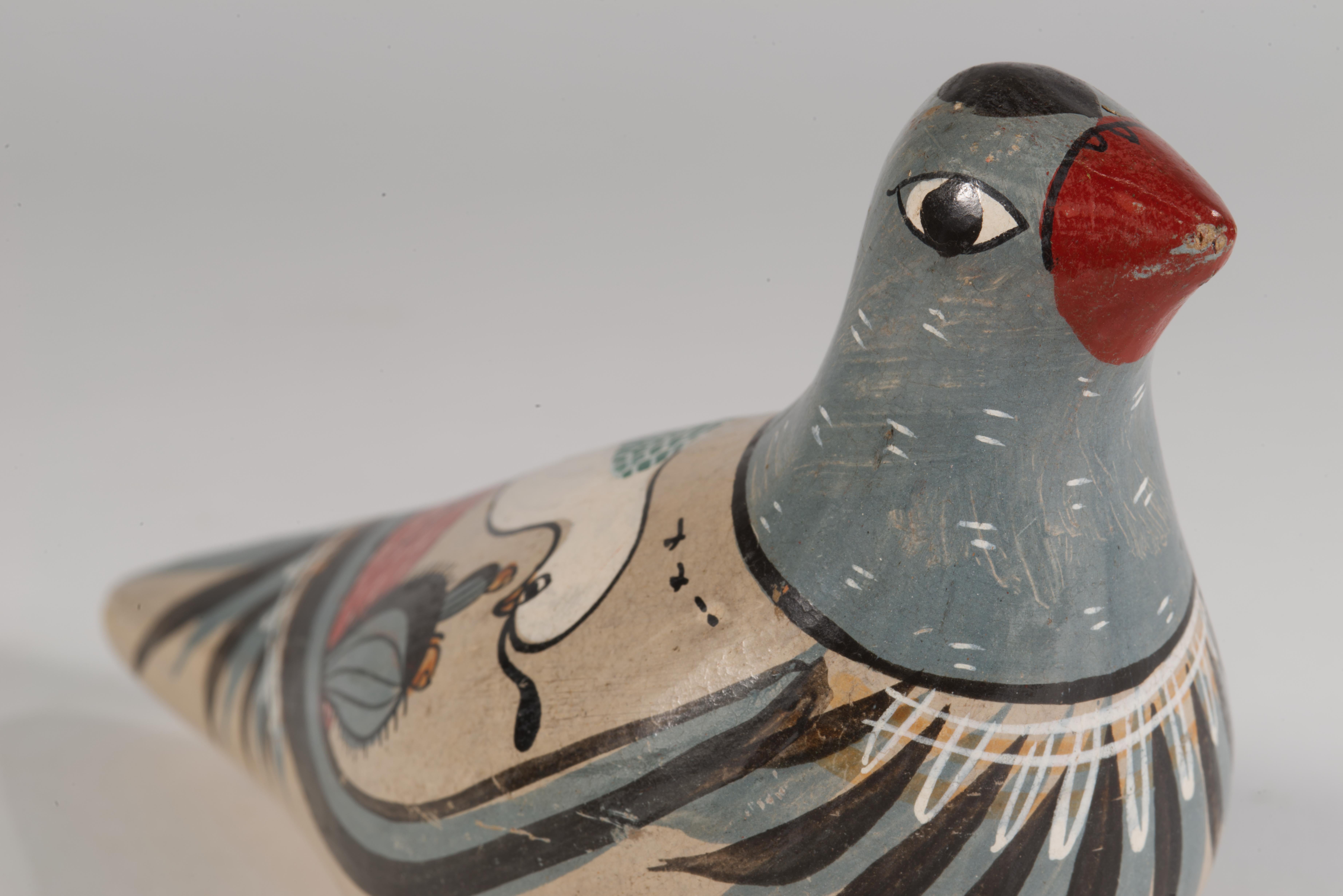 Tonala Mexiko Vogel Figur Volkskunst Handbemalt 1960er Jahre (Keramik) im Angebot