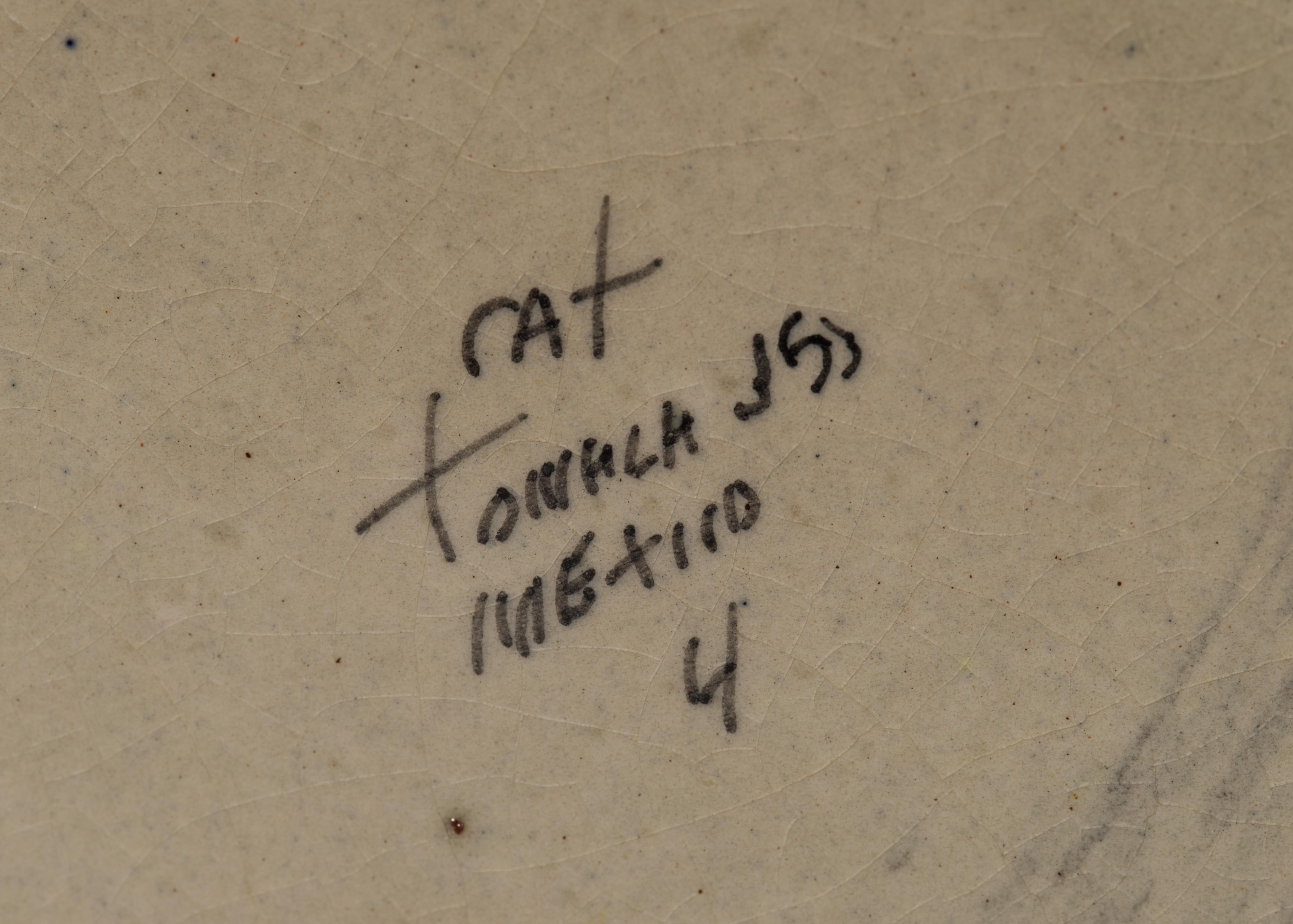 Tarro con Tapa para Pájaros de Tonalá México, Firmado Pintado a Mano Años 60 Glaseado en venta