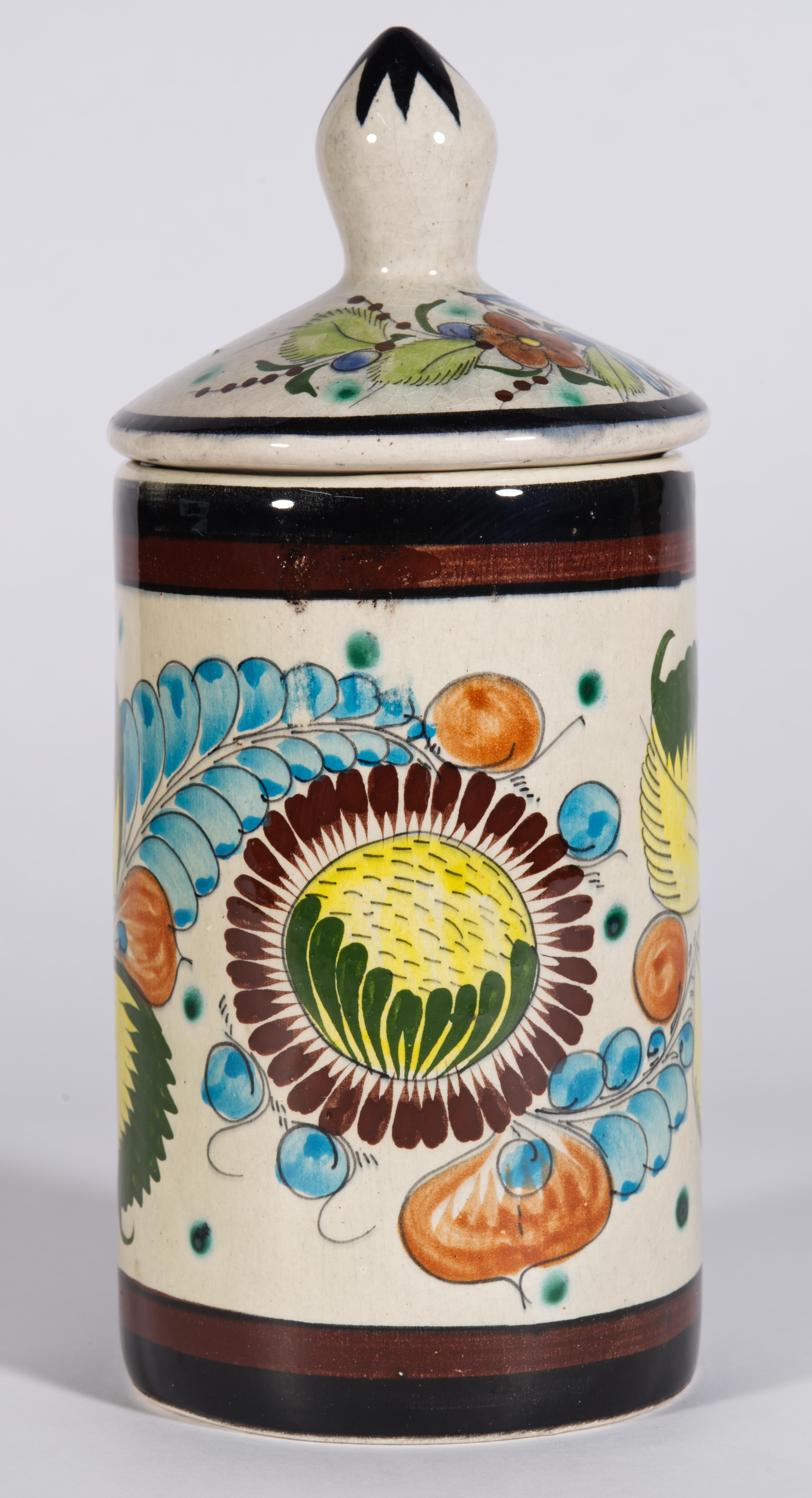 Tarro con Tapa para Pájaros de Tonalá México, Firmado Pintado a Mano Años 60 en venta 1