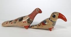 Tonala Mexico Pair of Bird Figurines Folk Art Hand-painted 1960s