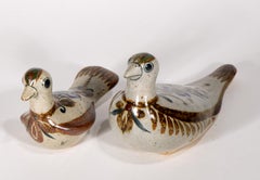 Tonala Mexico Pair of Bird Figurines Folk Art Hand-painted 1960s
