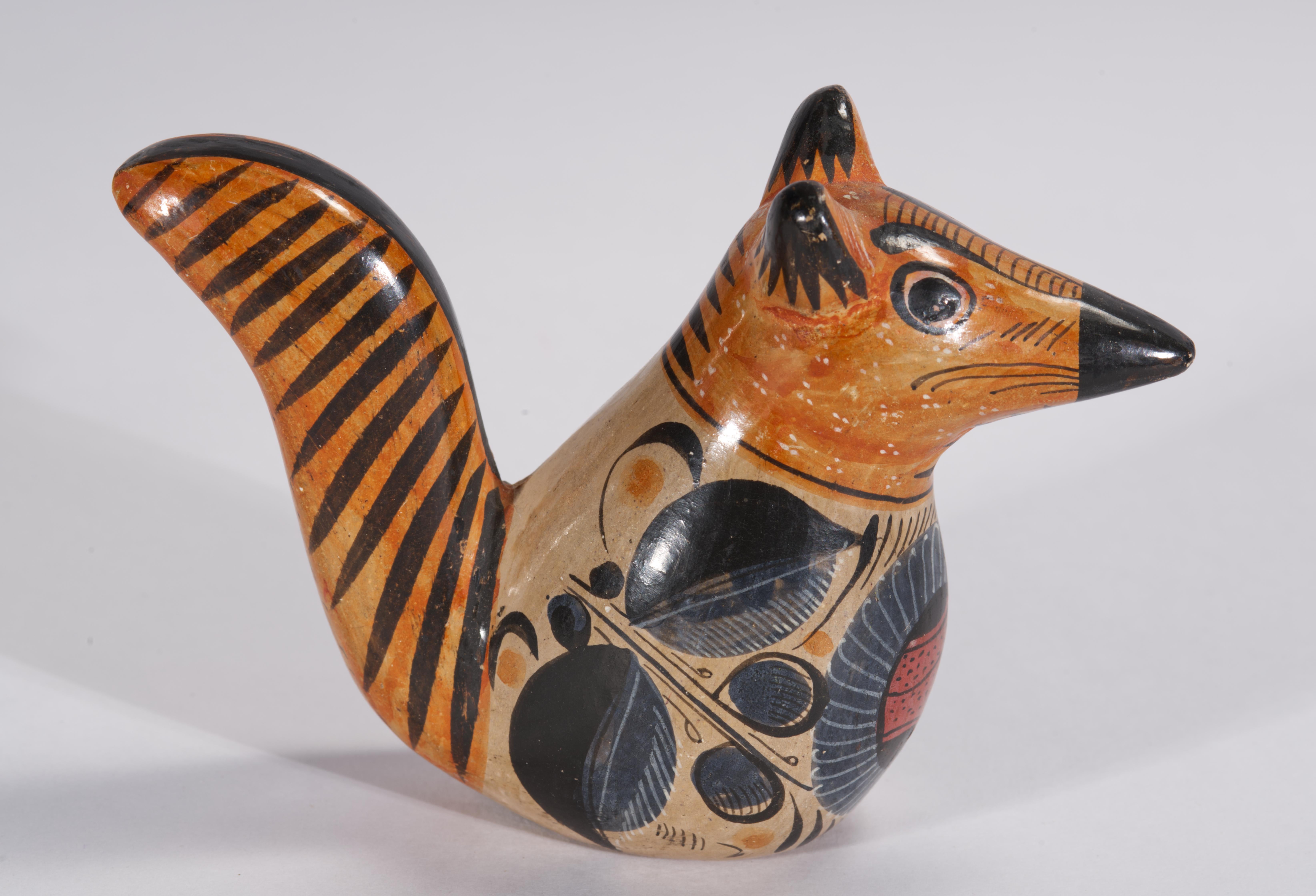 Vernissé Tonala Mexique Ensemble de 5 figurines d'animaux Art populaire peint à la main 1960 en vente