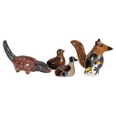 Tonala Mexique Ensemble de 5 figurines d'animaux Art populaire peint à la main 1960