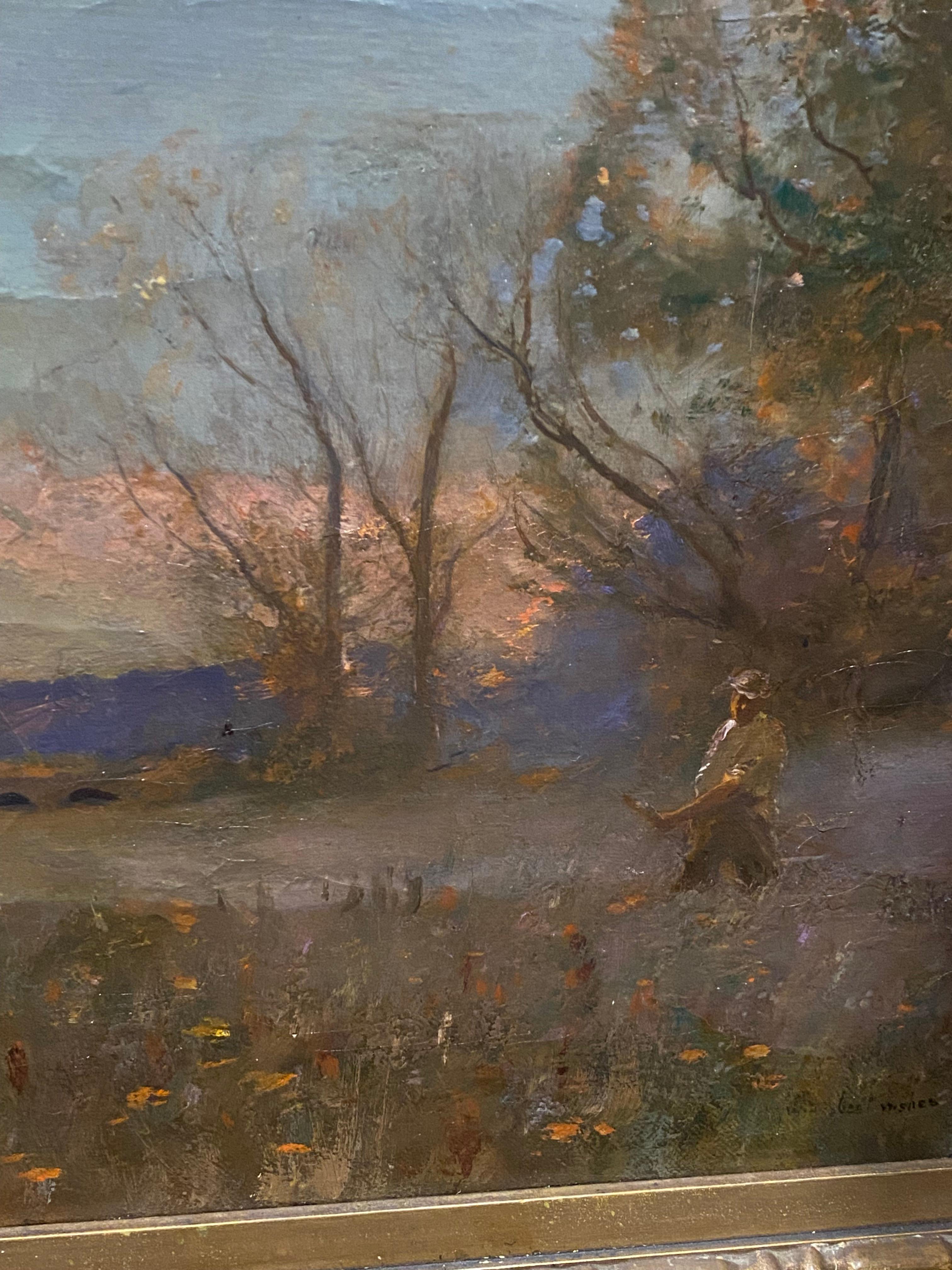 Tonalism Landscape Oil on Board Painting by John Francis Murphy (1853 - 1921) For Sale 5