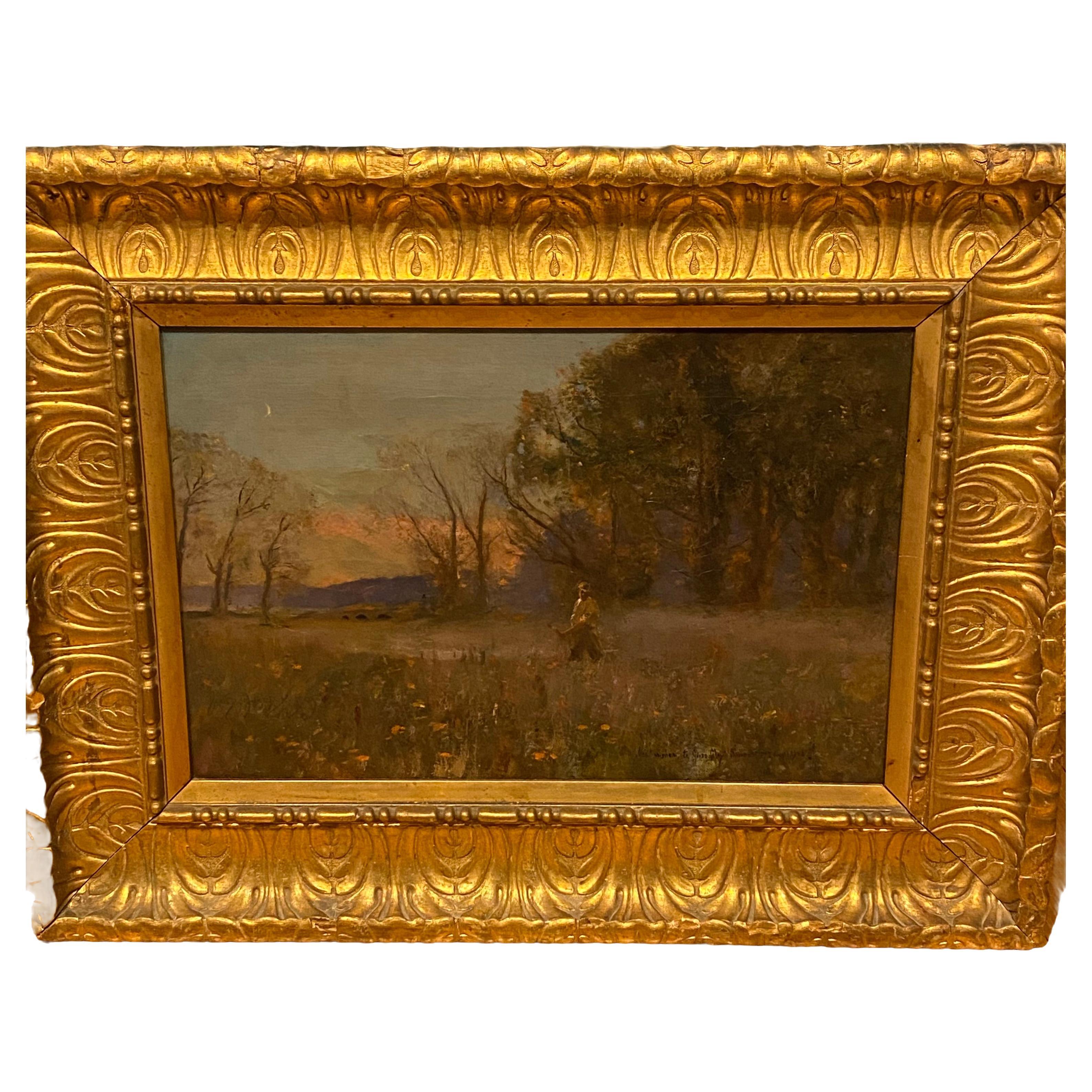 Tonalism Landscape Oil on Board Painting by John Francis Murphy (1853 - 1921) For Sale