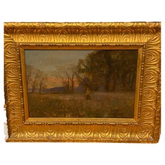 Antique Tonalism Landscape Oil on Board Painting by John Francis Murphy (1853 - 1921)