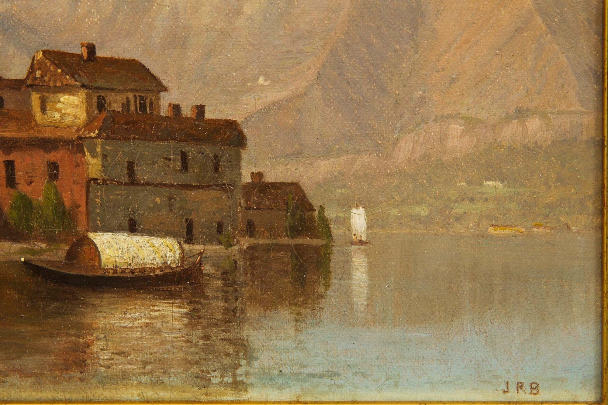 19th Century Tonalist American Landscape Painting of Lake Como by James Renwick Brevoort For Sale