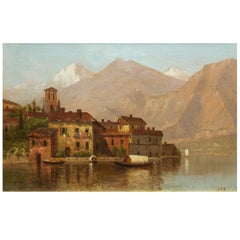 Tonalist American Landscape Painting of Lake Como by James Renwick Brevoort