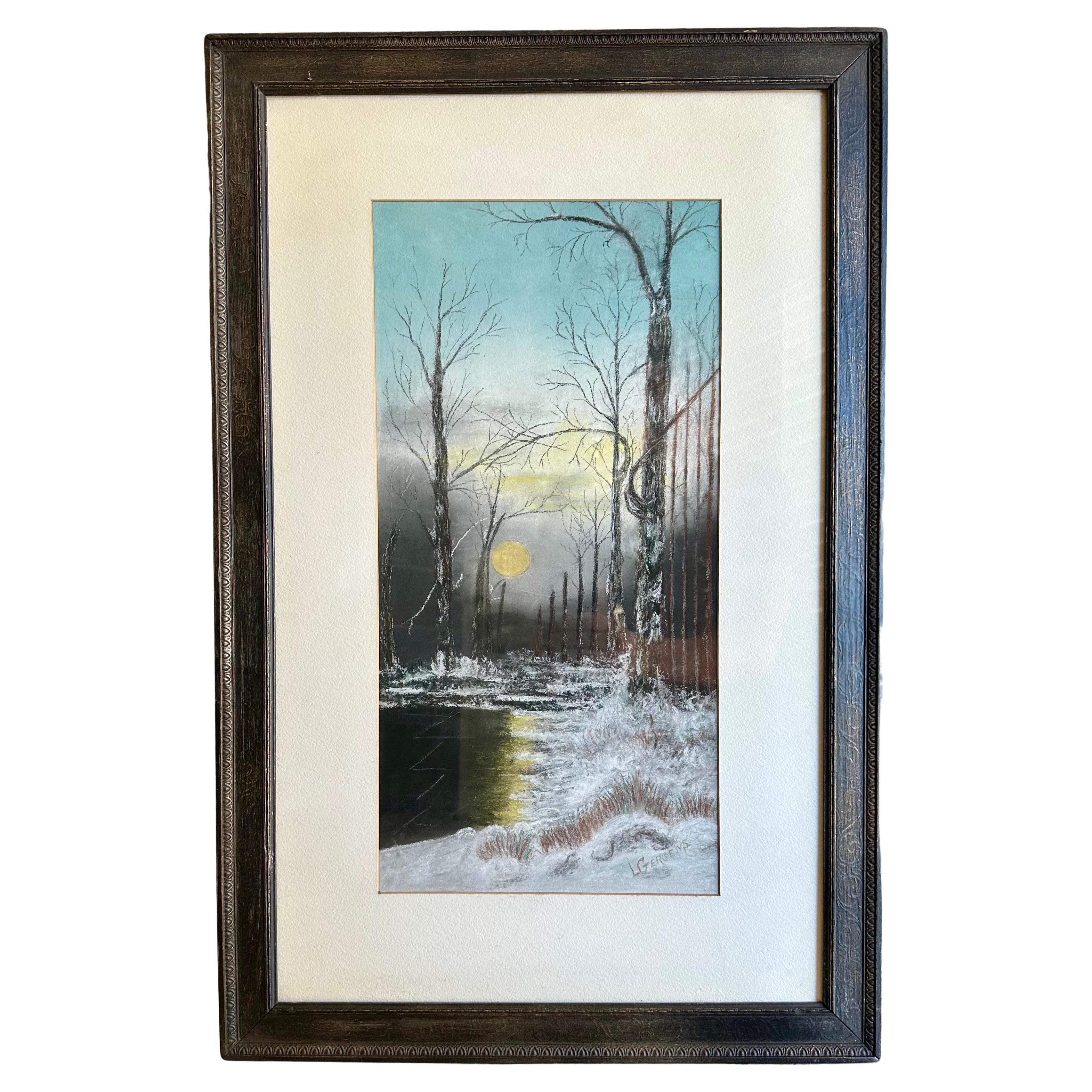 Paesaggio a pastello tonalista dipinto da Lori Gergens in vendita