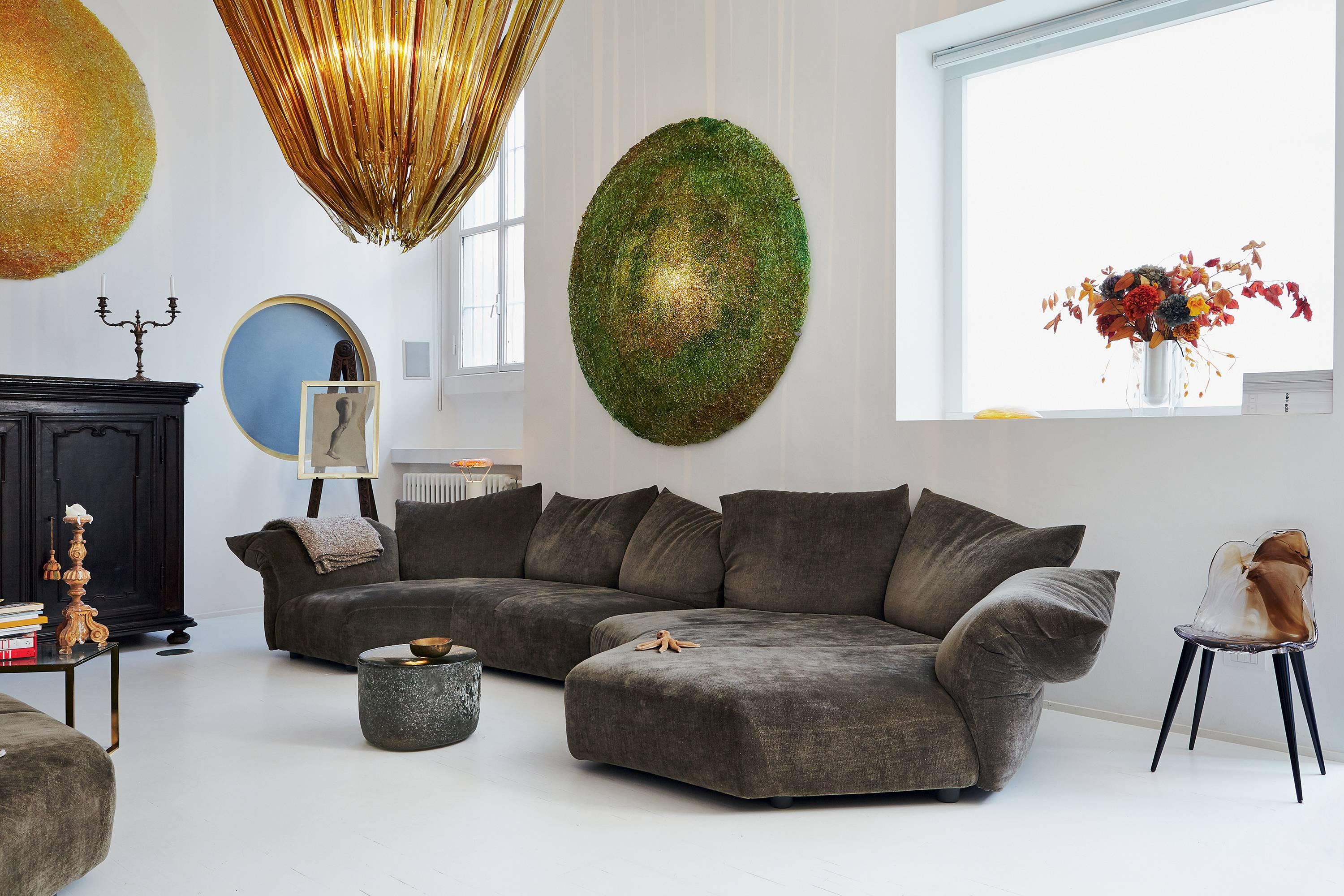Moderne Applique Tondo 120 en polycarbonate vert de Jacopo Foggini en vente