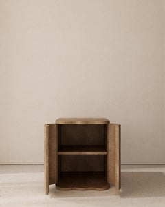 Wavy Bedside Table - Light Oak Burl Vaneer