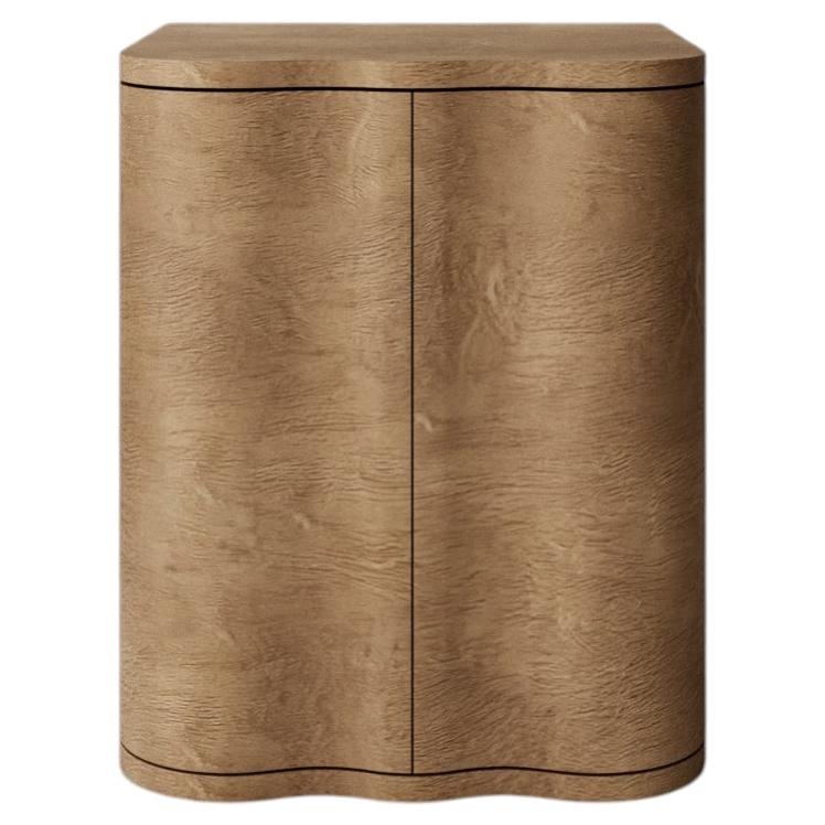 Wavy Bedside Table - Light Oak Burl Vaneer