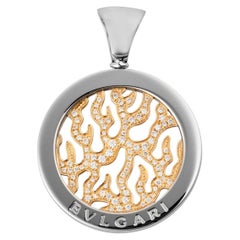 BULGARI Vintage Tondo Fire Pendant in 18k Yellow Gold, Diamonds, Circa 2000