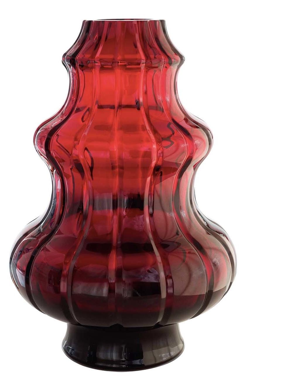 Italian Tondo Doni Boboda Passion Red Vase by Mario Cioni For Sale