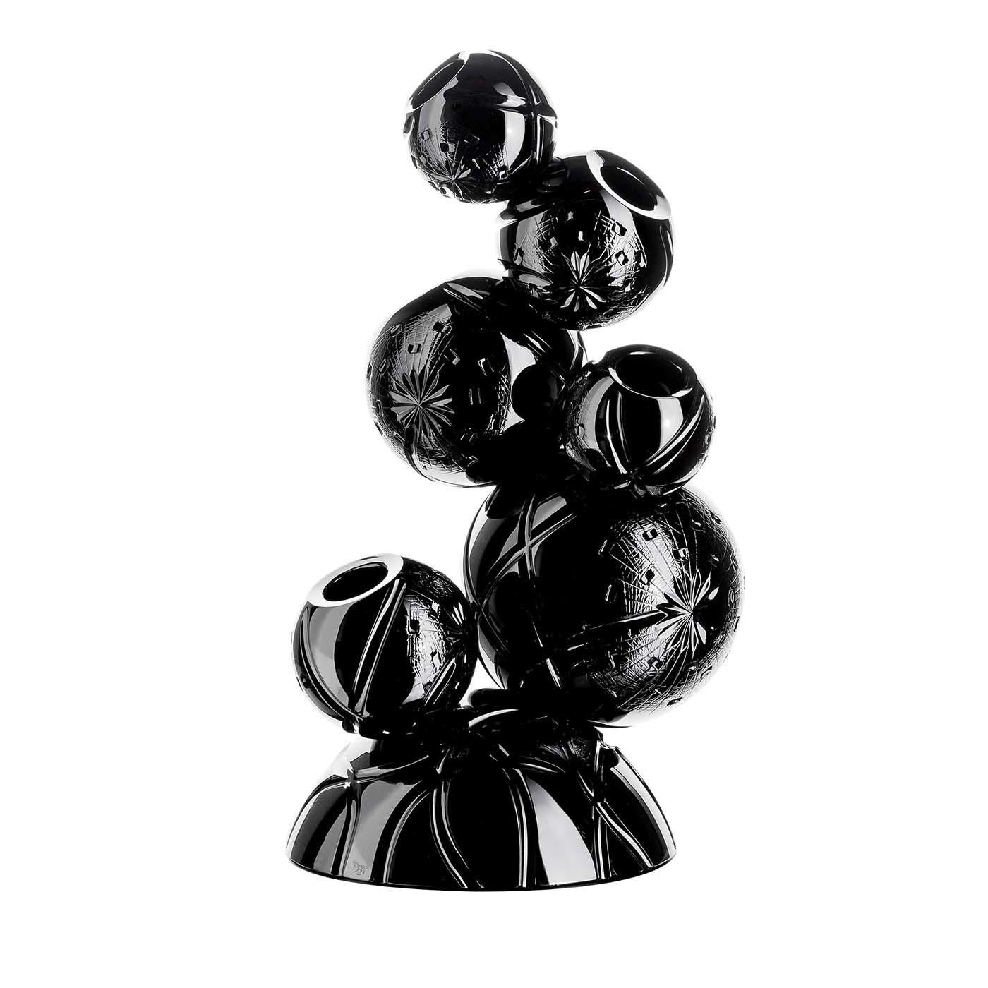 Italian Tondo Doni Rhapsody Black Vase by Mario Cioni For Sale