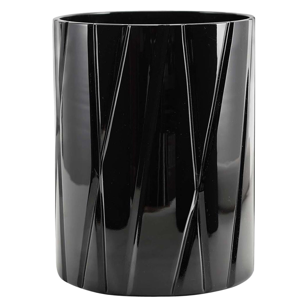 Tondo Doni Skyline Schwarze kurze Vase von Mario Cioni
