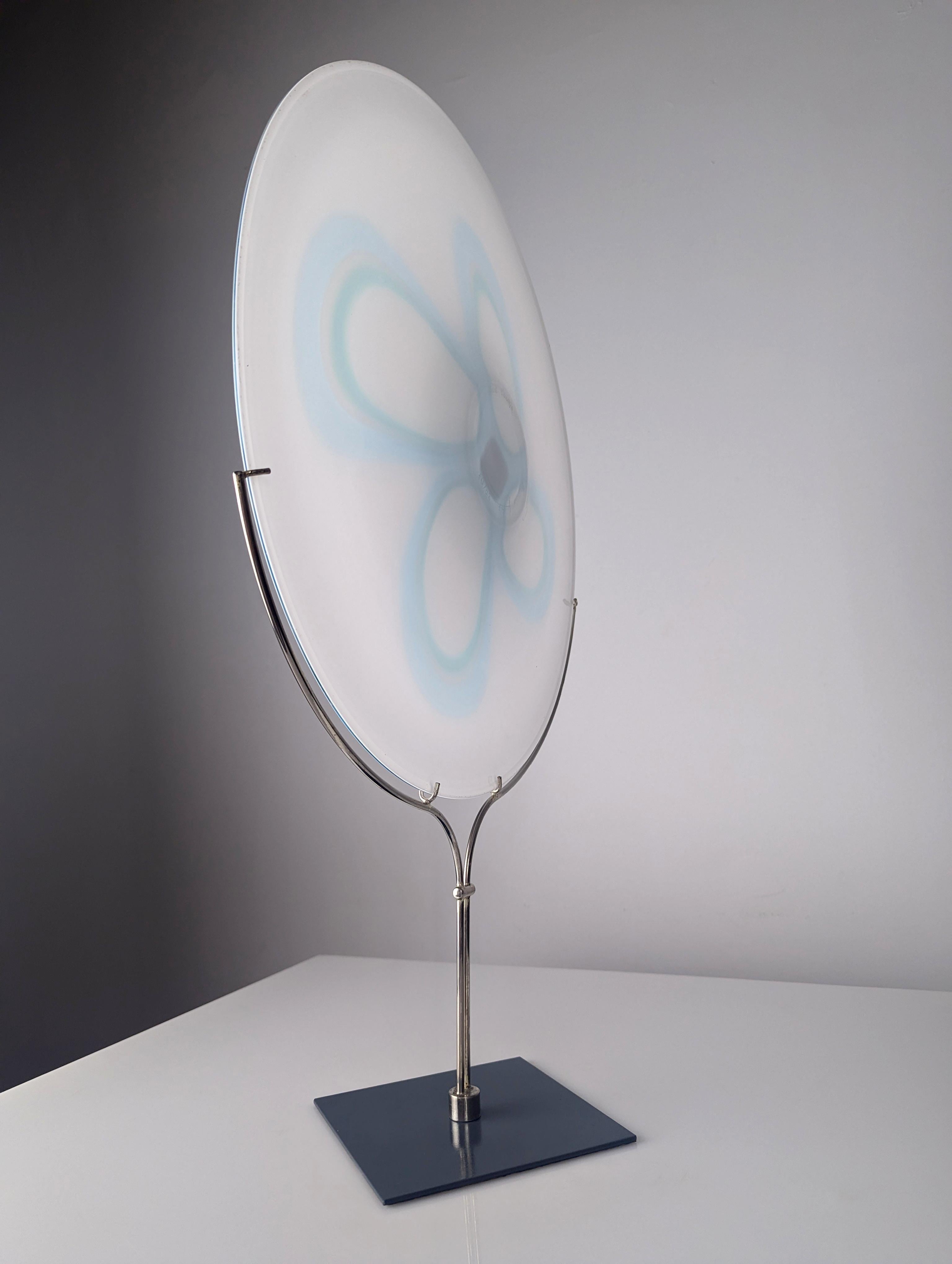 Metal Tondo Glass Sculpture by Bruno Gambone for VeArt 1970s For Sale
