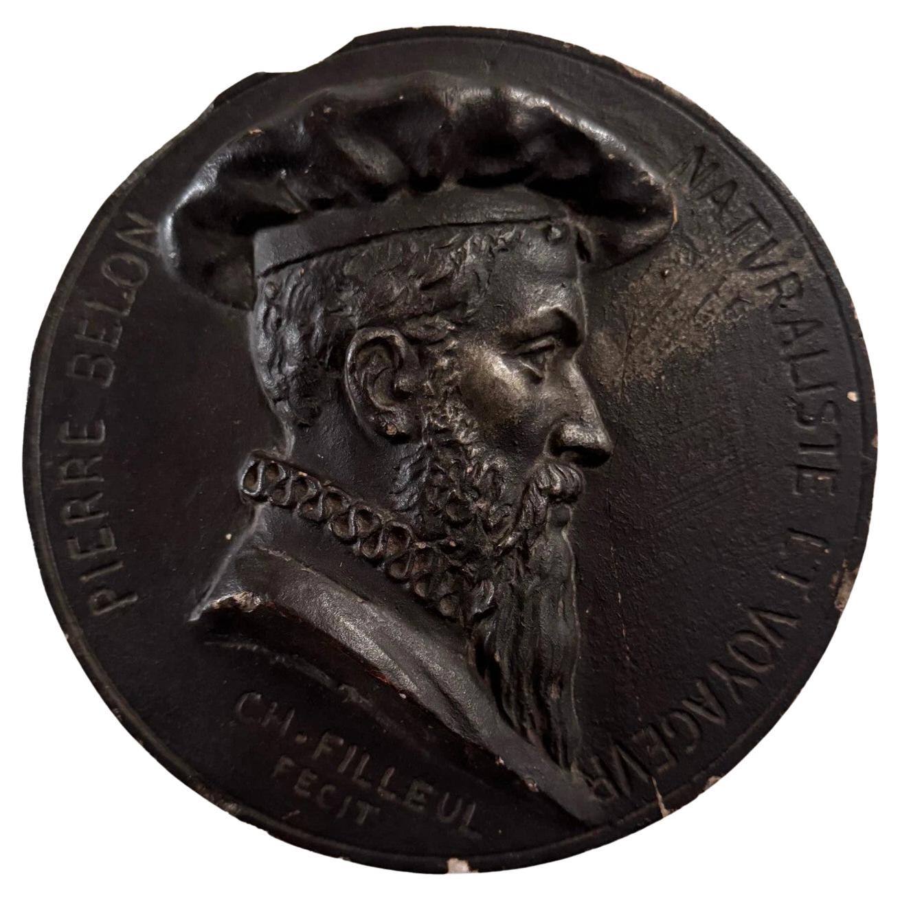 Tondo Medallion by Charles Filleul – Pierre Belon, Naturalist – 20th Century