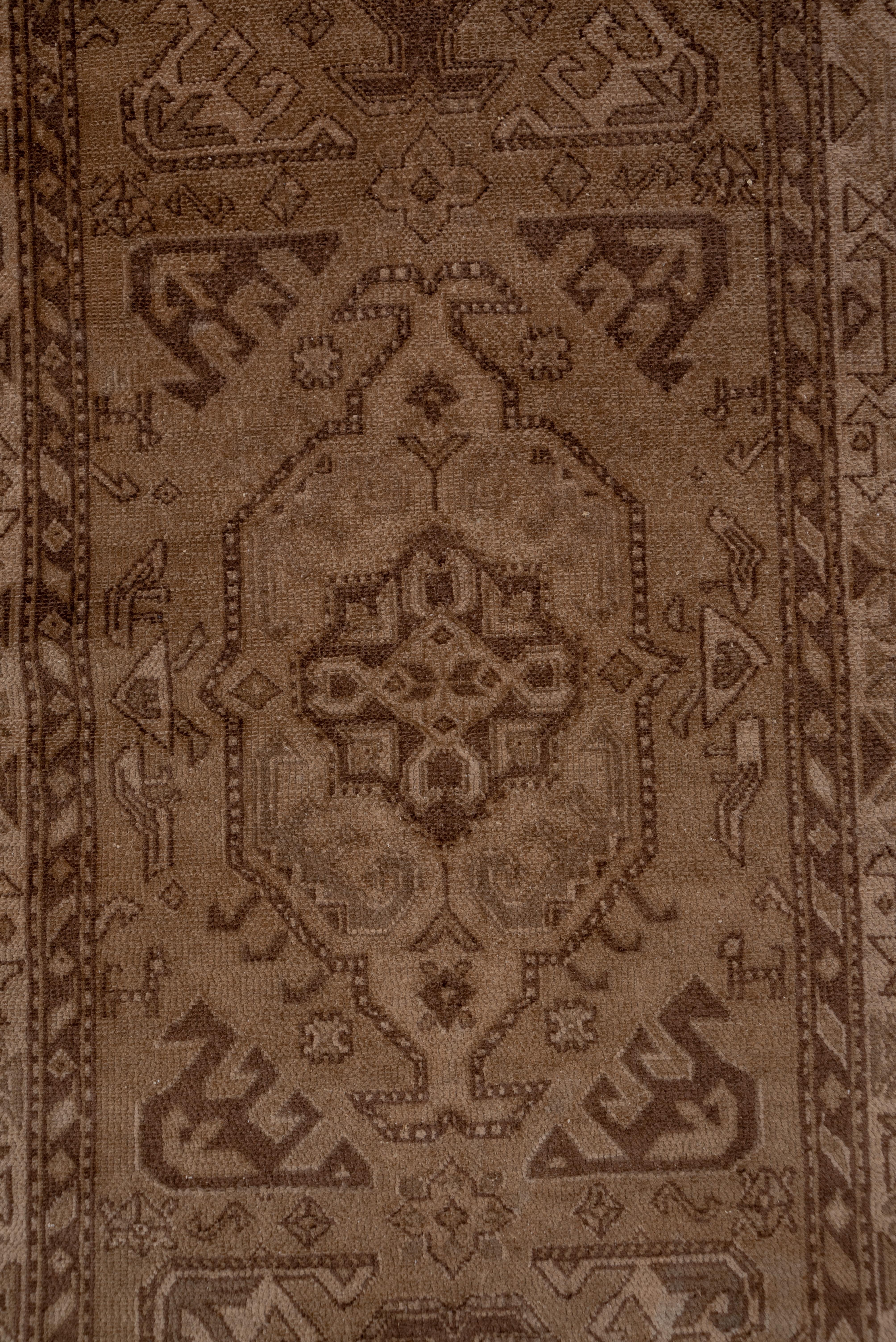 Tone on Tone Antique Brown Northwest Persian Runner, circa 1920s In Good Condition For Sale In New York, NY
