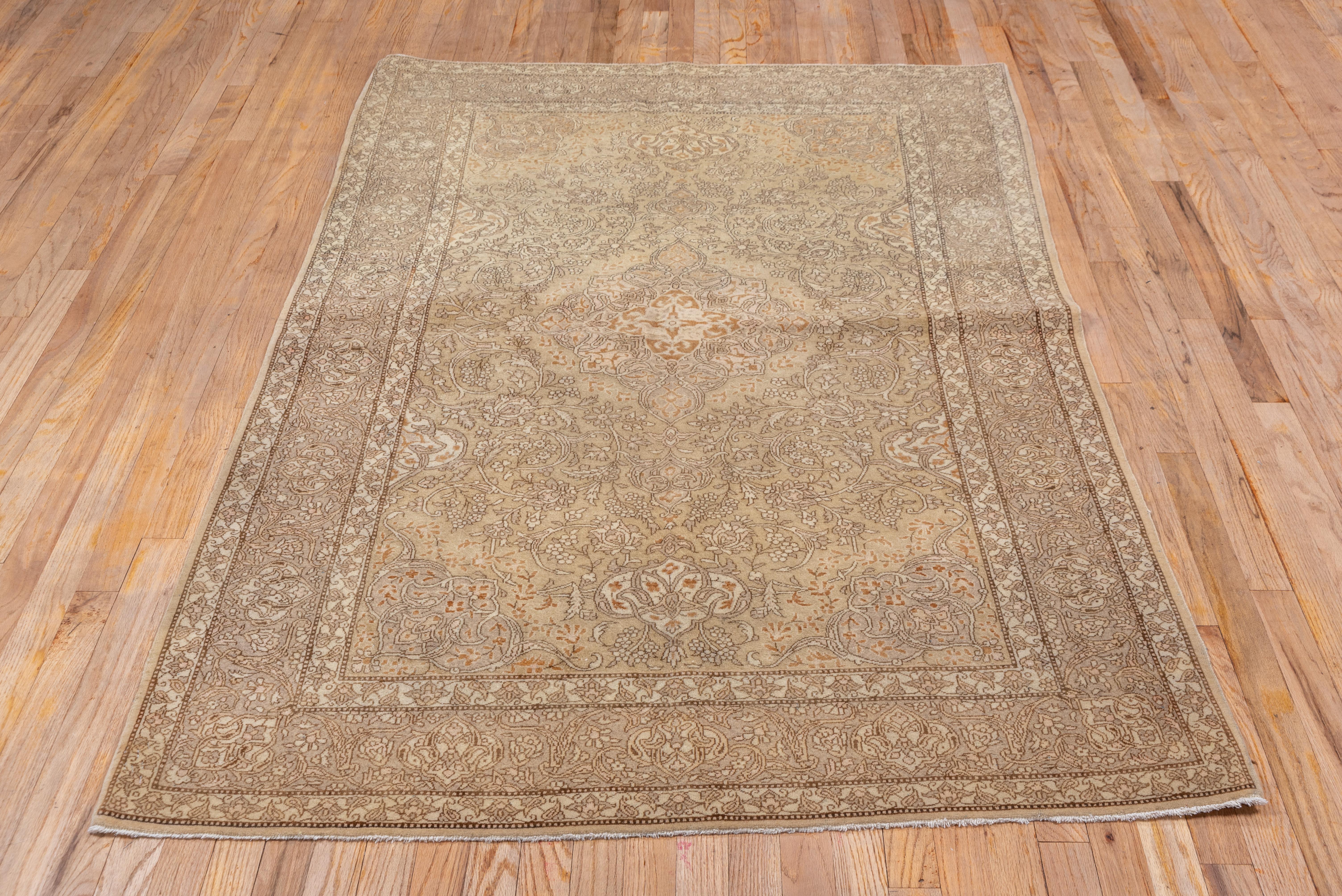 Hand-Knotted Tone on Tone Antique Persian Kashan Scatter Rug, Circa 1940s For Sale