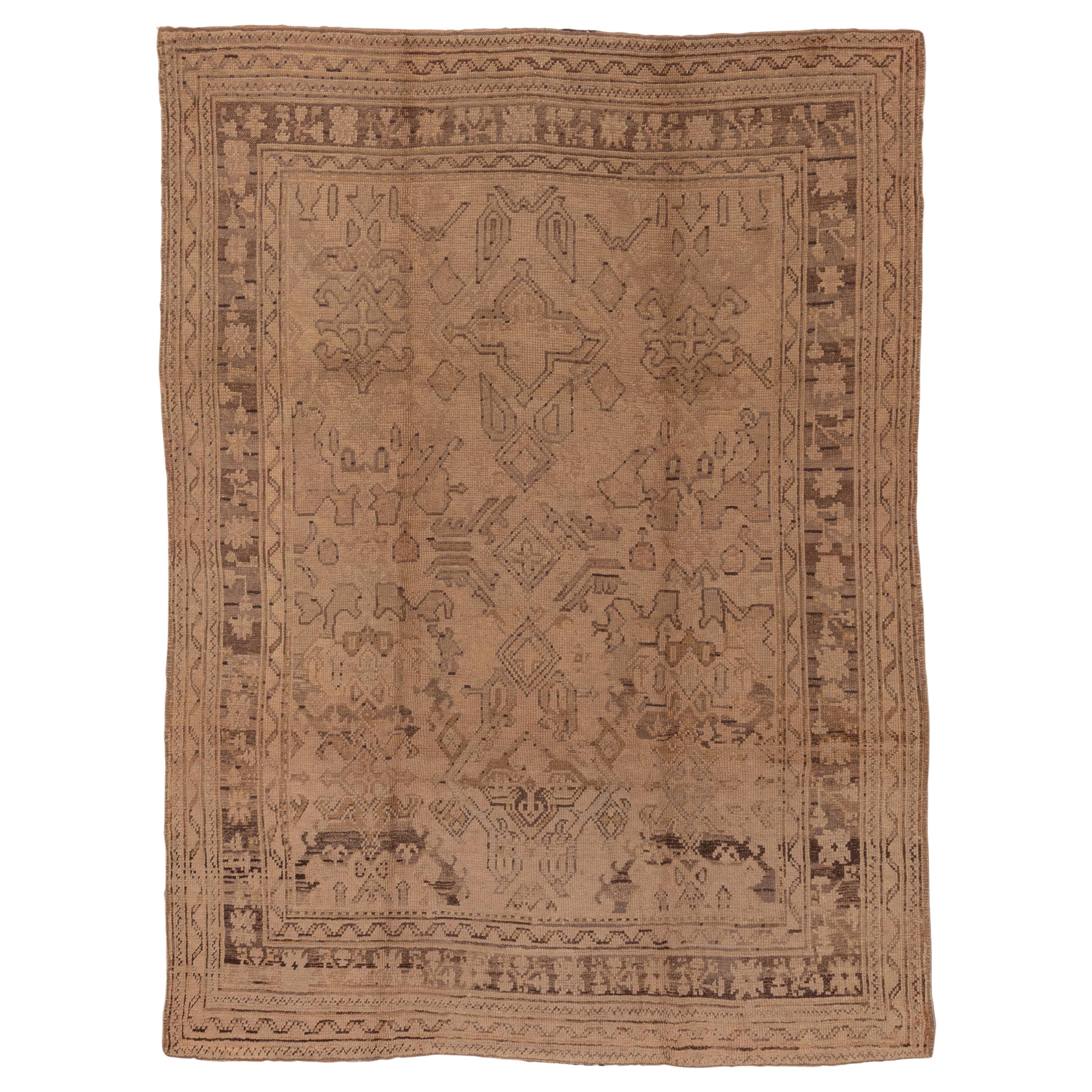Tone on Tone Antique Turkish Oushak Rug, All-Over Design, circa 1910s For Sale