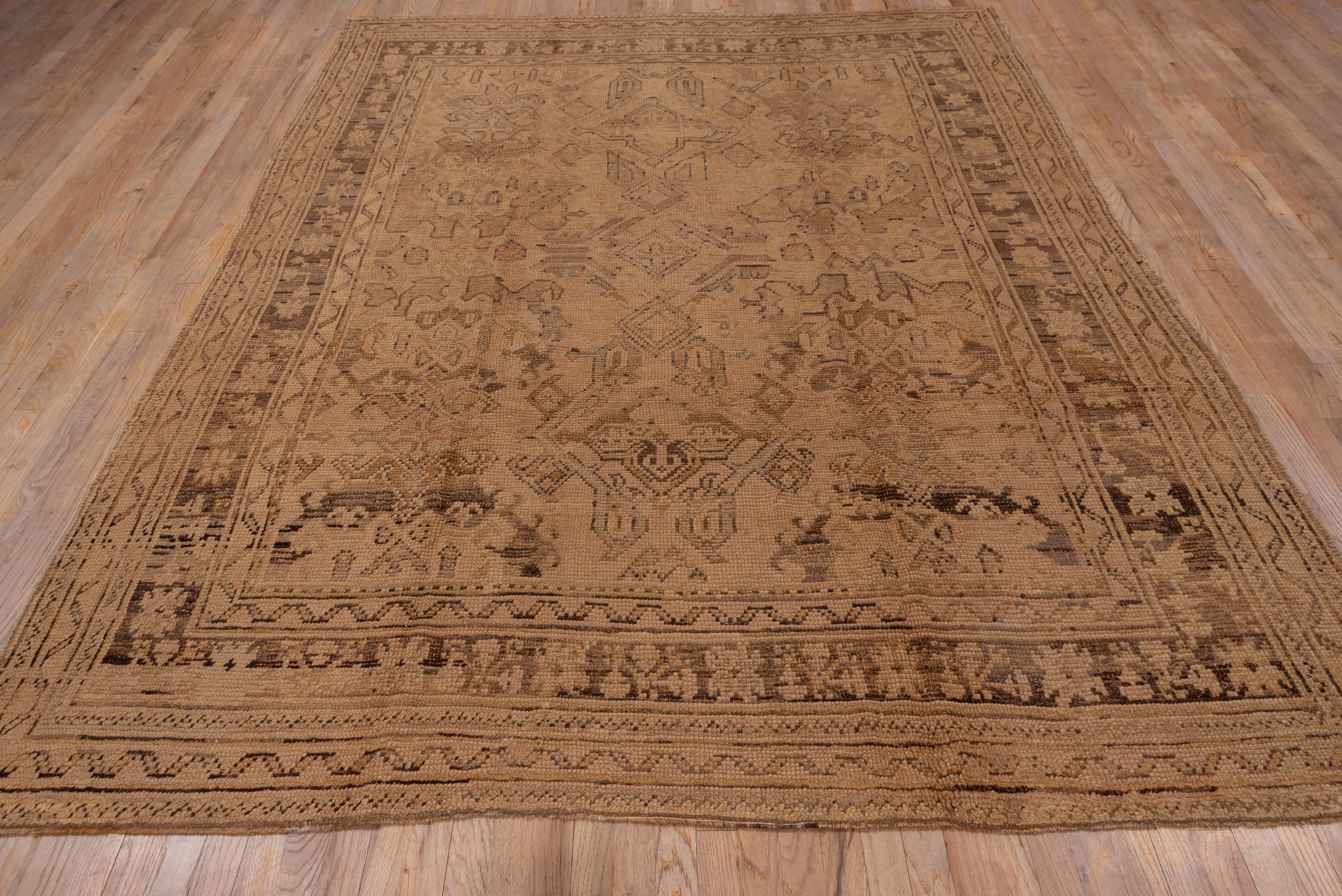 Early 20th Century Tone on Tone Antique Turkish Oushak Rug, All-Over Design, circa 1910s For Sale