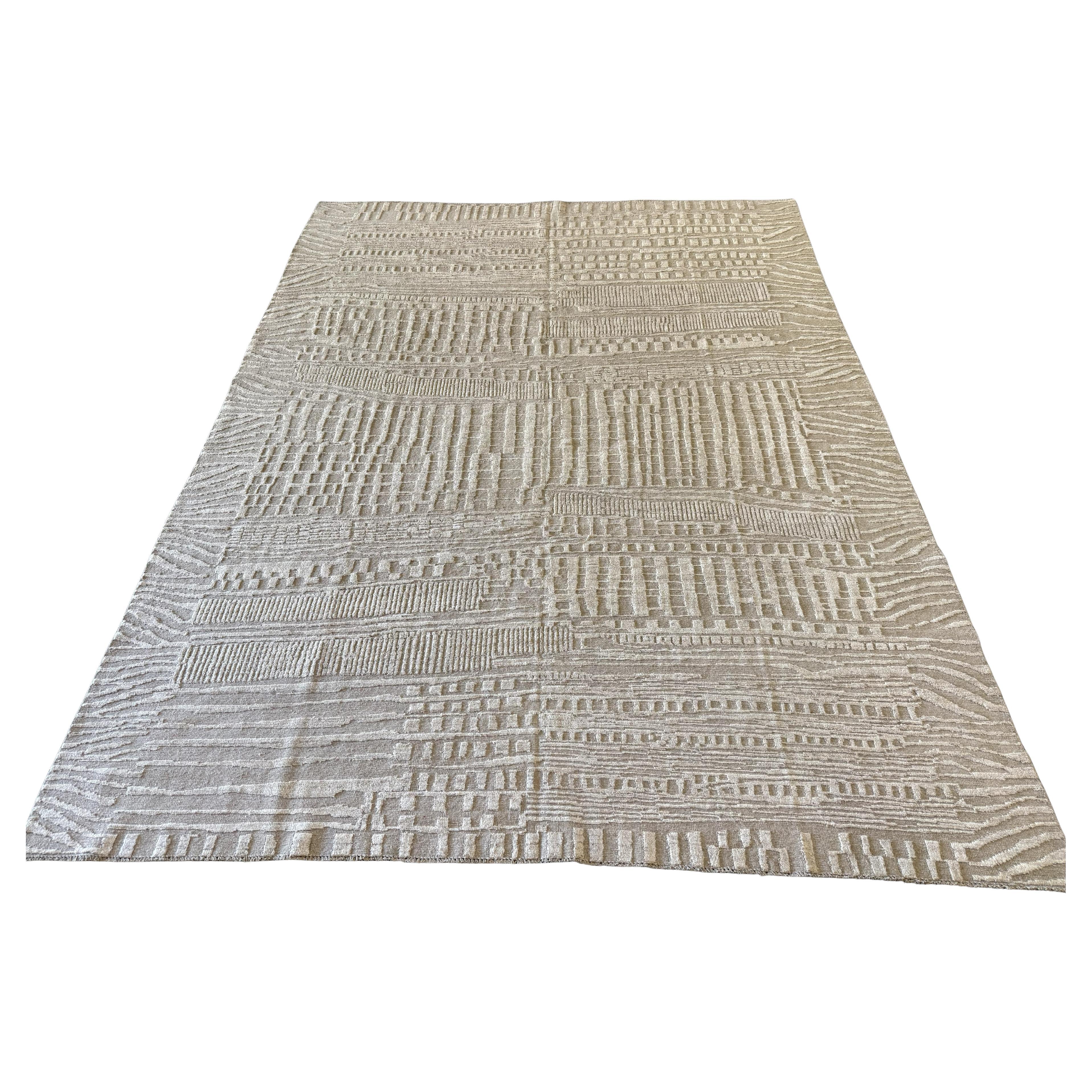 Tone on Tone Beige Contemporary Style Pakistani Area Rug For Sale
