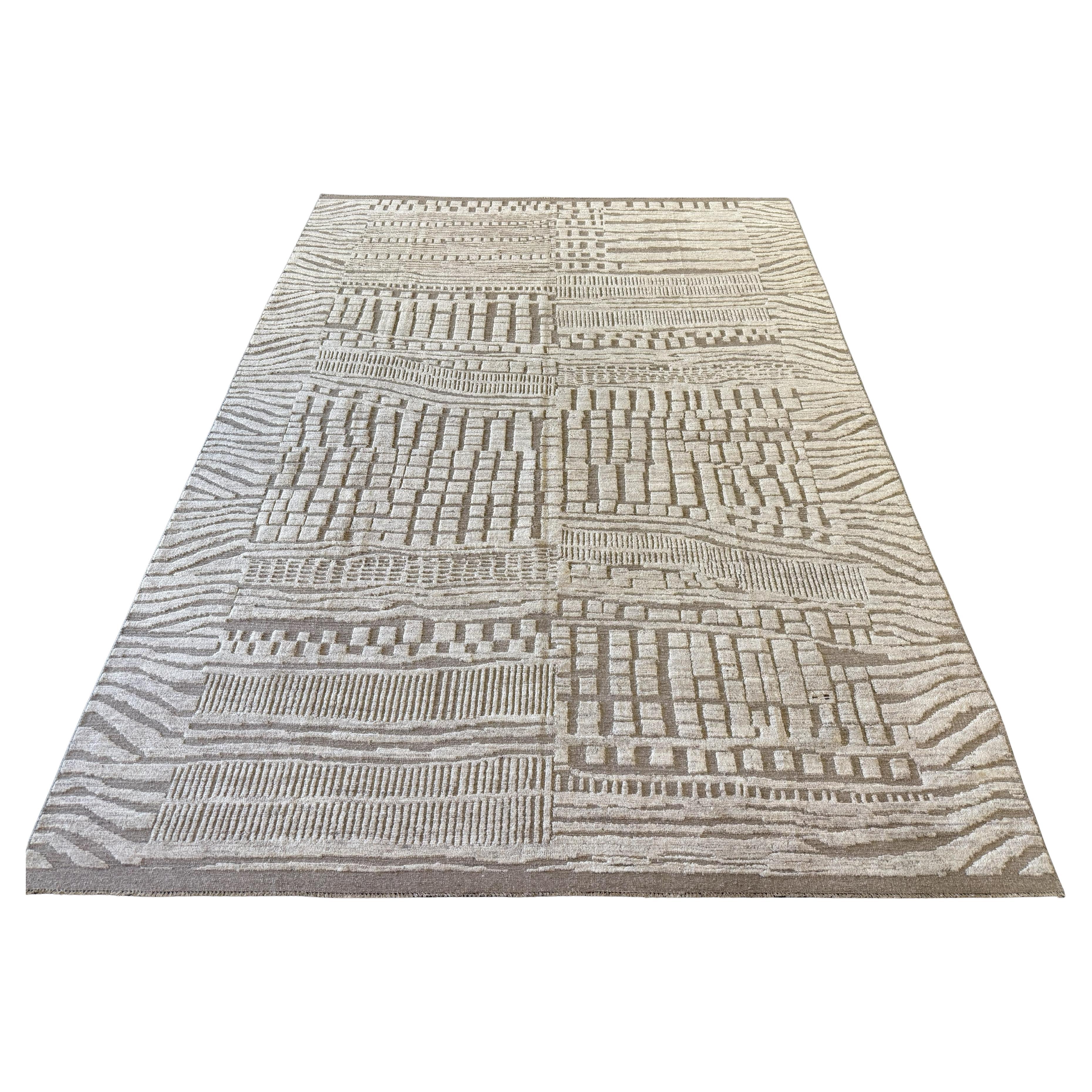Tone on Tone Beige Contemporary Style Pakistani Area Rug For Sale