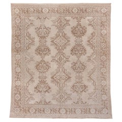 Tone on Tone Neutral Turkish Oushak Rug, All-Over Field, circa 1940s