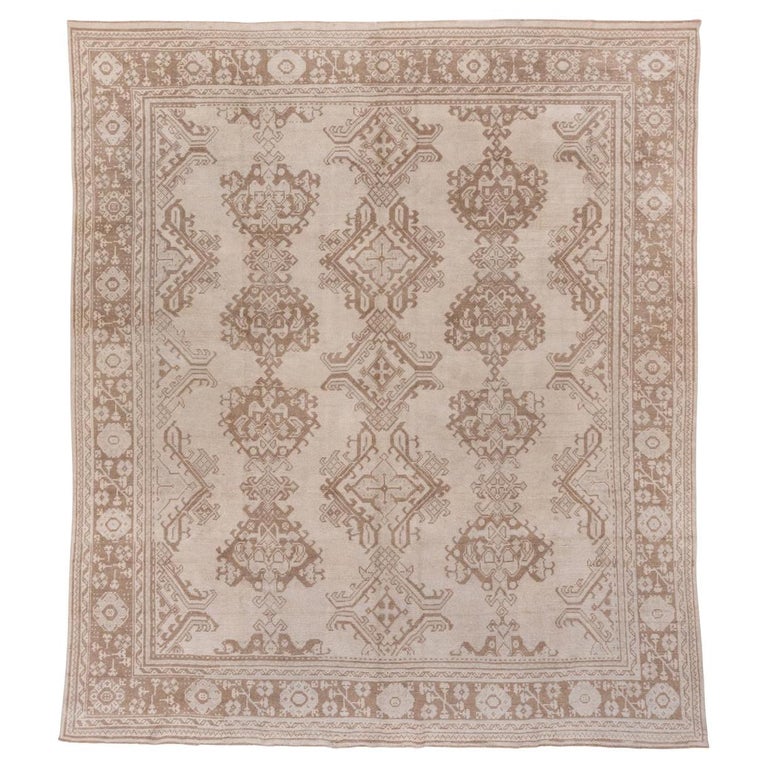 Tone on Tone Neutral Turkish Oushak Rug, AllOver Field, circa 1940s