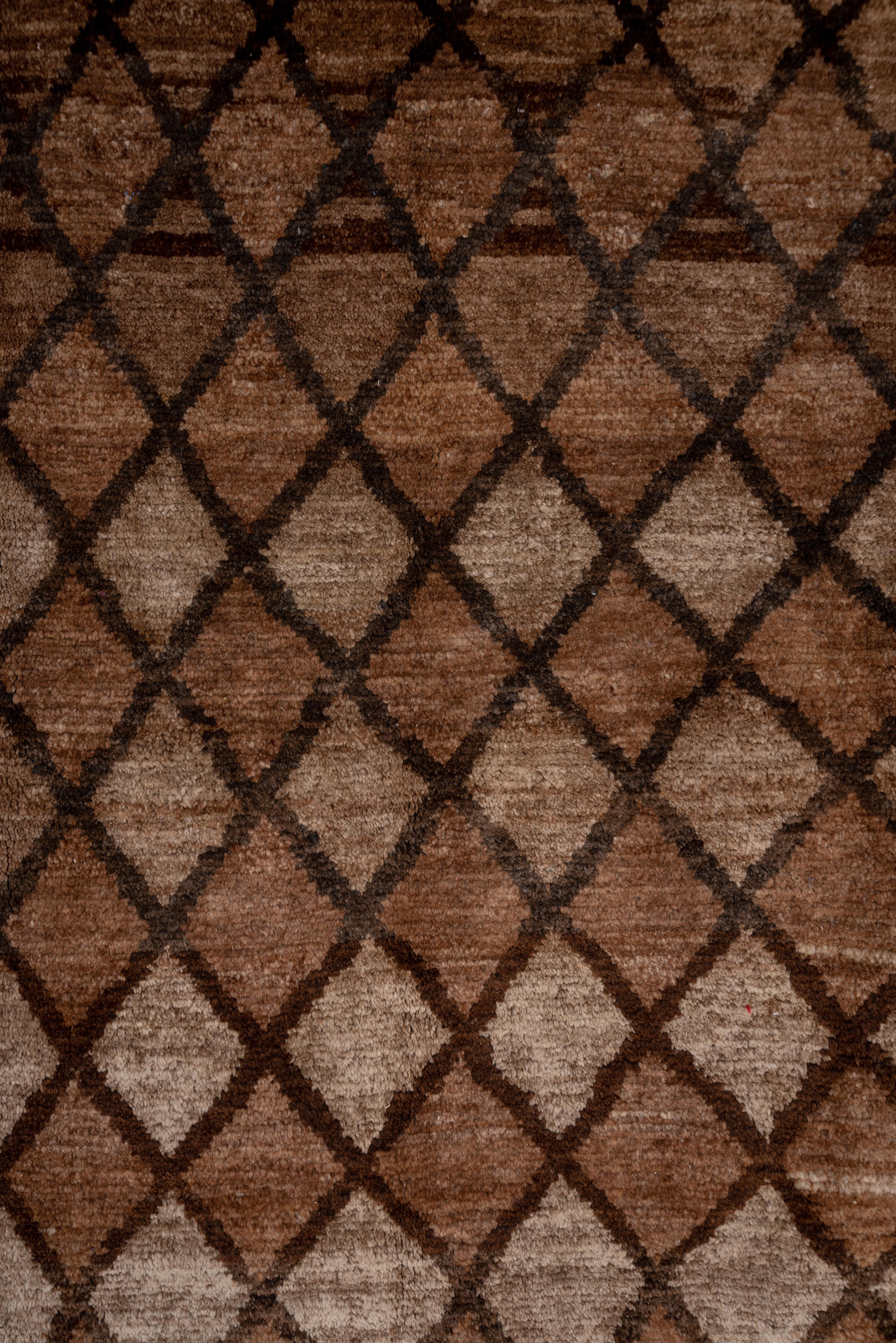 Tone on Tone Turkish Kars Rug, Diamond Pattern, Brown Palette, circa 1940s In Good Condition For Sale In New York, NY