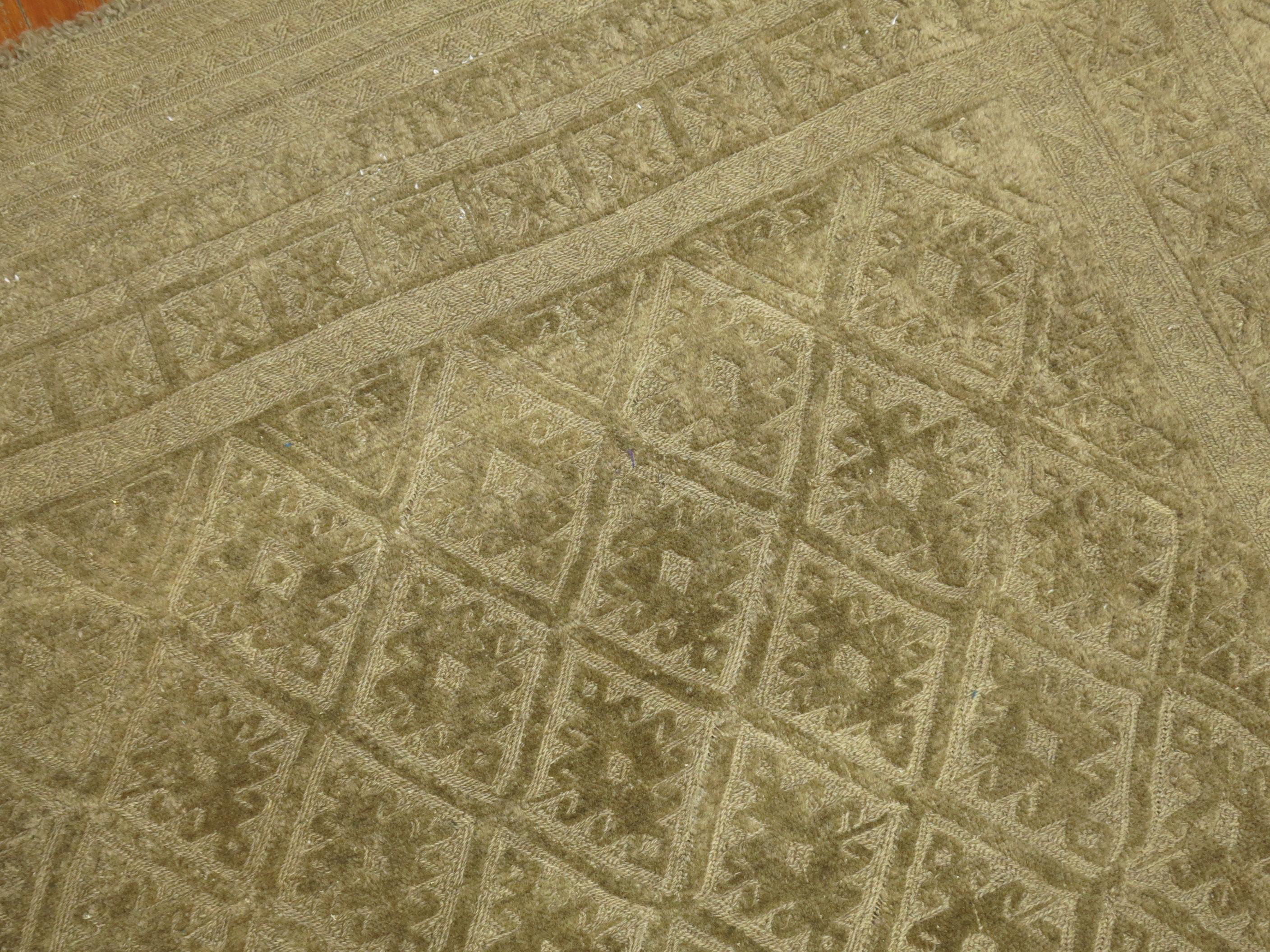 A mid-20th century Souf carpet woven somewhere in Central Iran. 

5' x 5'11''


Souf rugs are very rare technique found as they have a raised low and high pile technique. They are popular in Iran and little understood elsewhere except by Persians