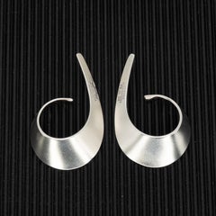 Tone Vigeland Norwegian Sterling Silver Modernist Sculptural Hoop Earrings
