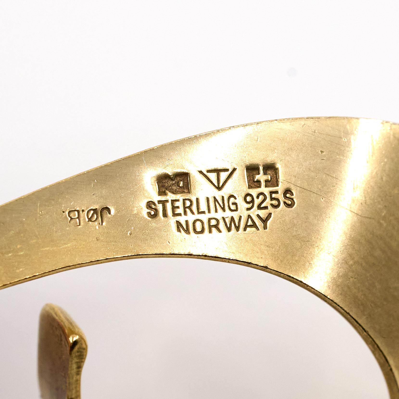 Tone Vigeland 'Sling' Orecchini a lobo in argento placcato oro, Norvegia 1958 in vendita 7