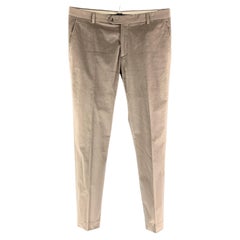 TONELLO Size 36 Grey Velvet Cotton Blend Zip Fly Dress Pants