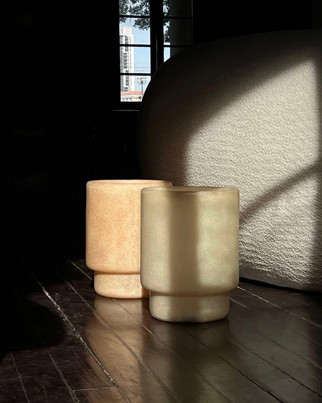 Minimalist Organic Form, Natural Beige Fiberglass Vase by kar For Sale 4