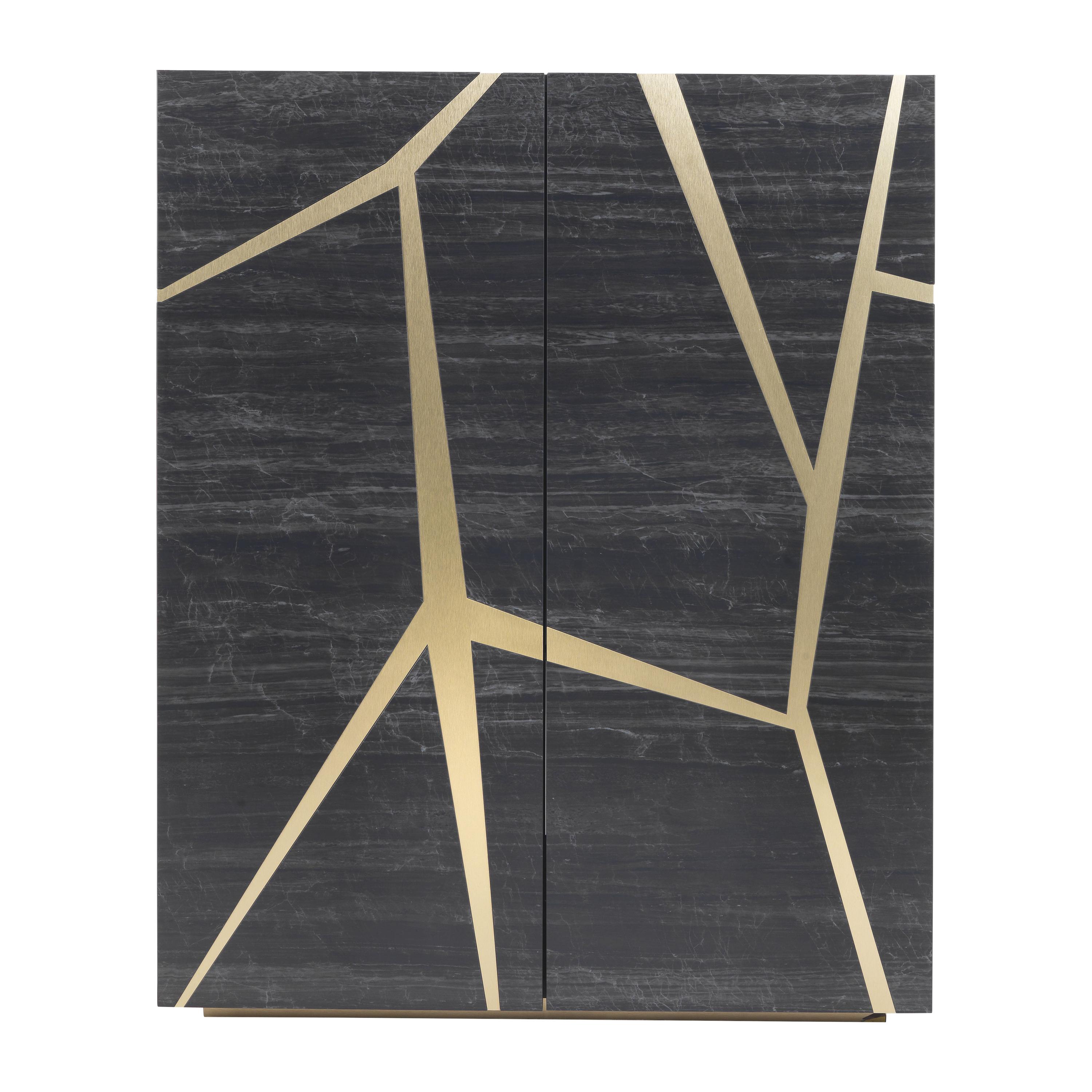 21st Century Tonga Bar Cabinet in Black Gres by Roberto Cavalli Home Interiors For Sale