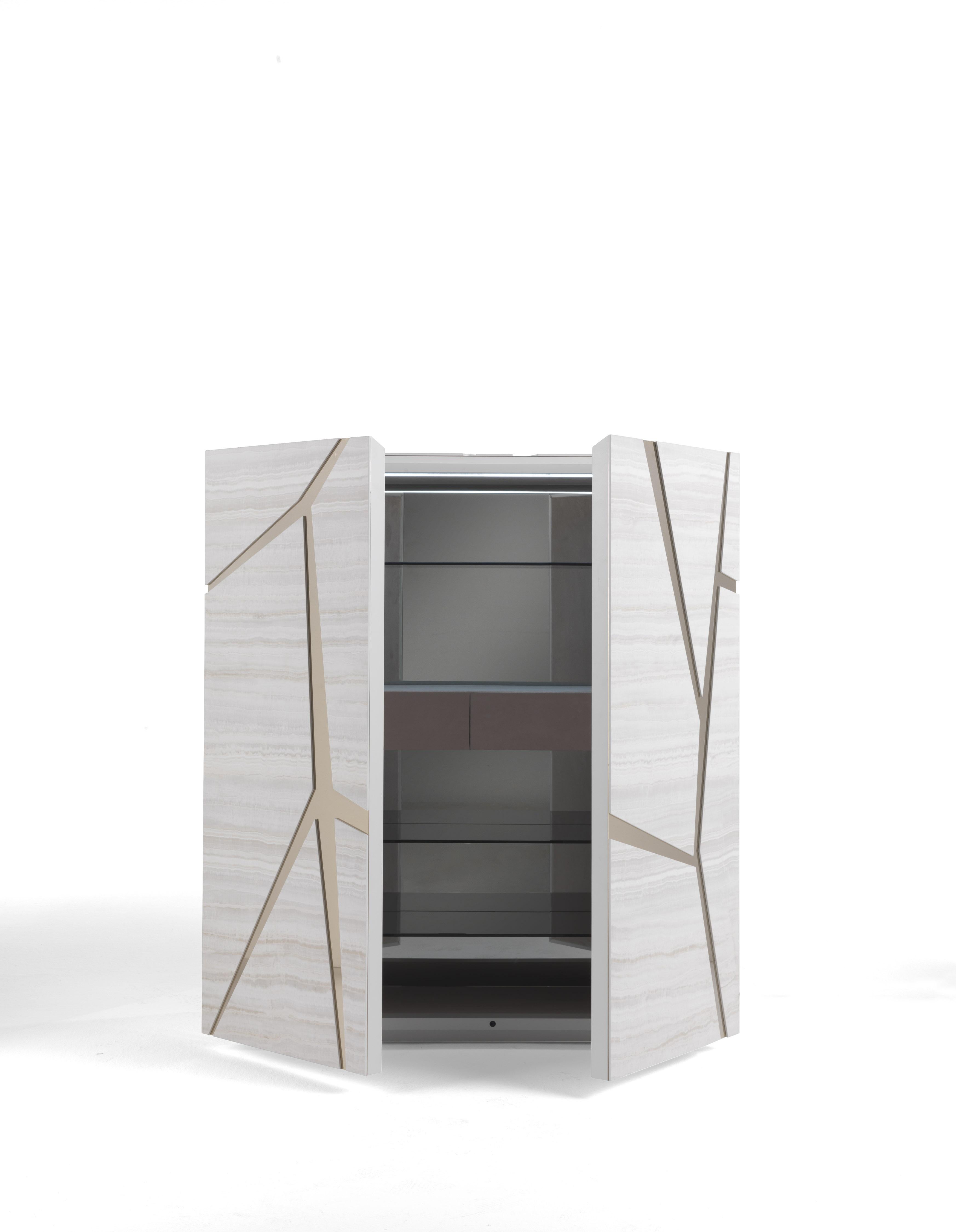 Modern 21st Century Tonga Bar Cabinet in Ivory Gres by Roberto Cavalli Home Interiors For Sale