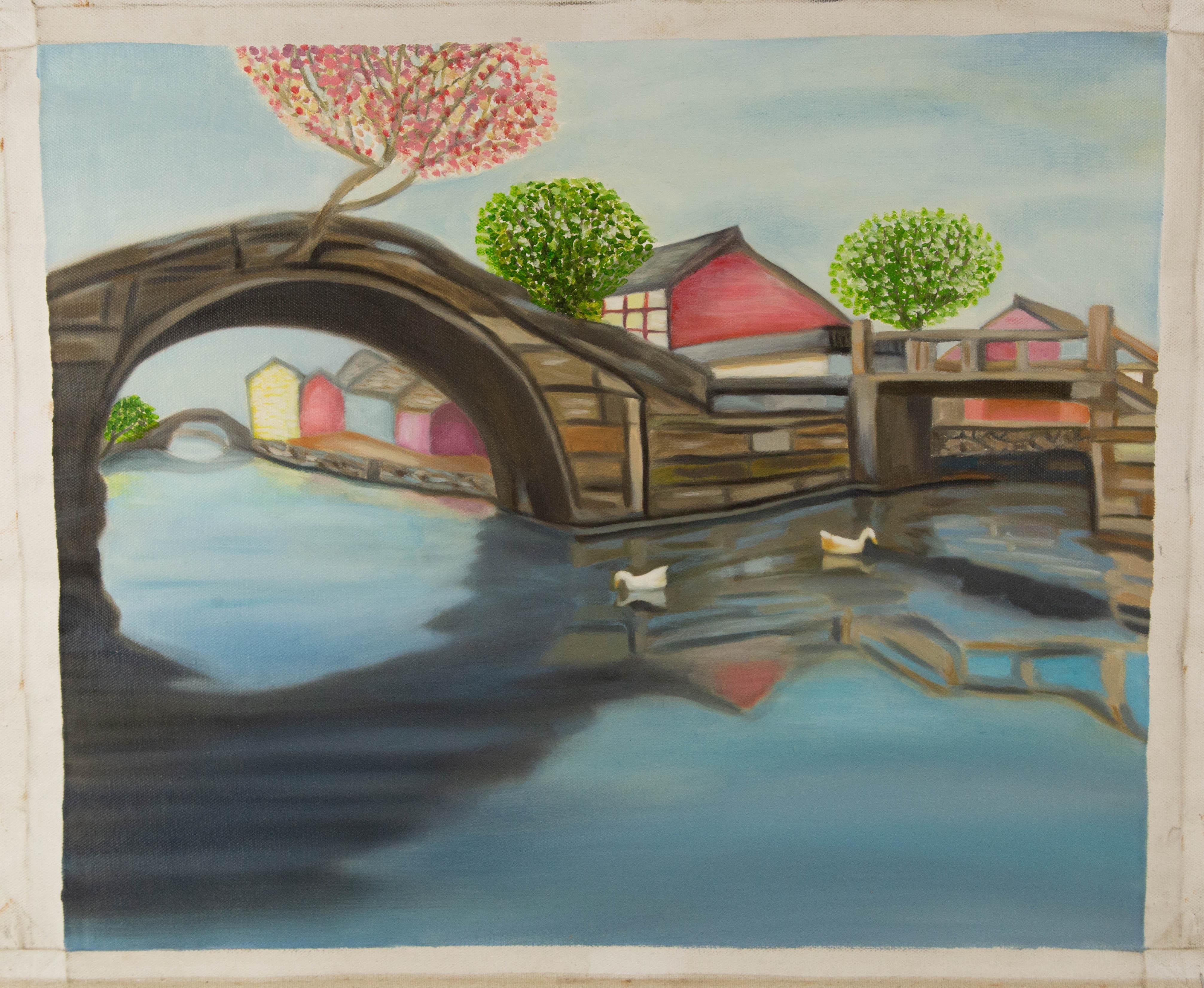 Tongshan Xue Landscape Original Acrylic On Canvas 