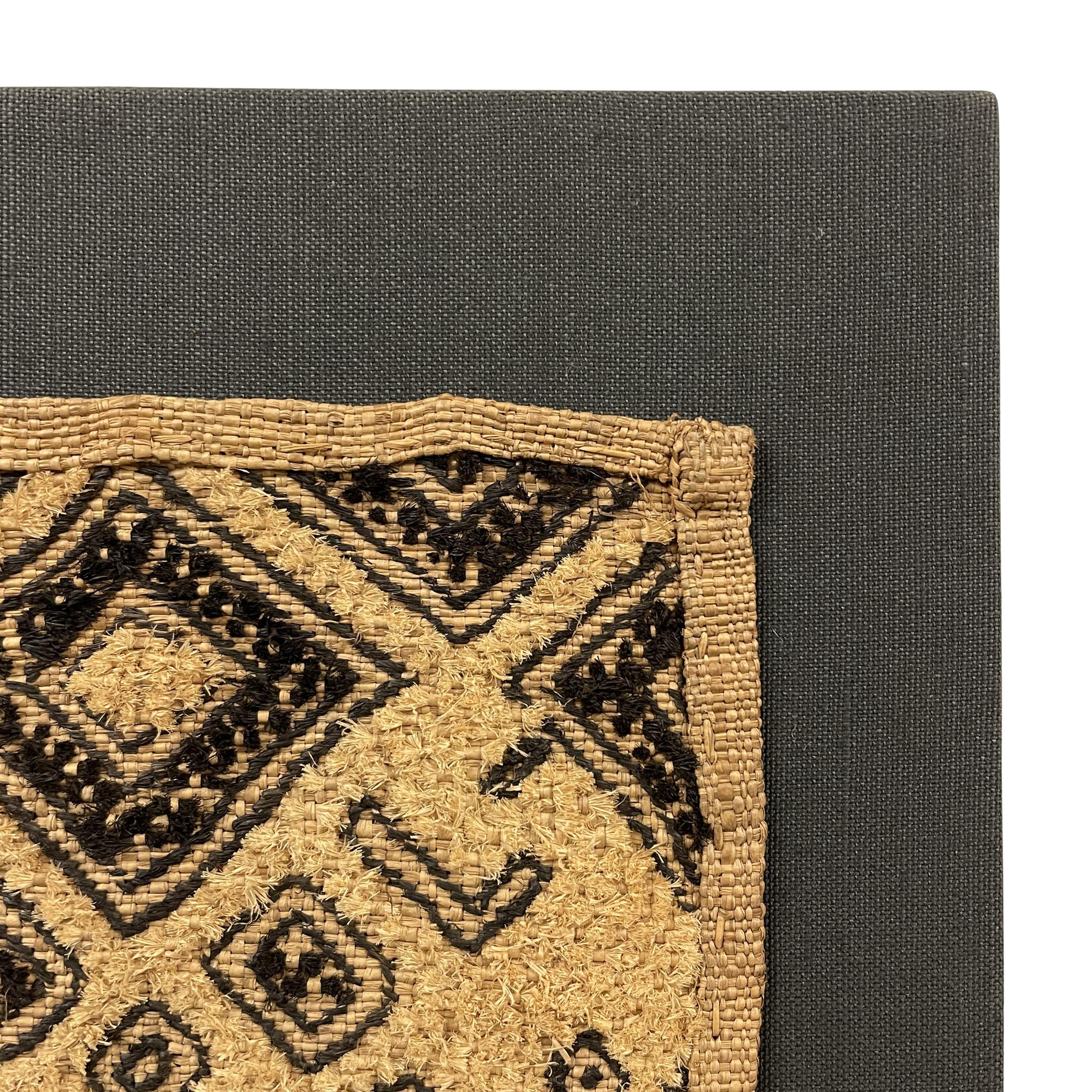 Tribal Tongue-in-Cheek Mounted Kuba Cloth Panel For Sale