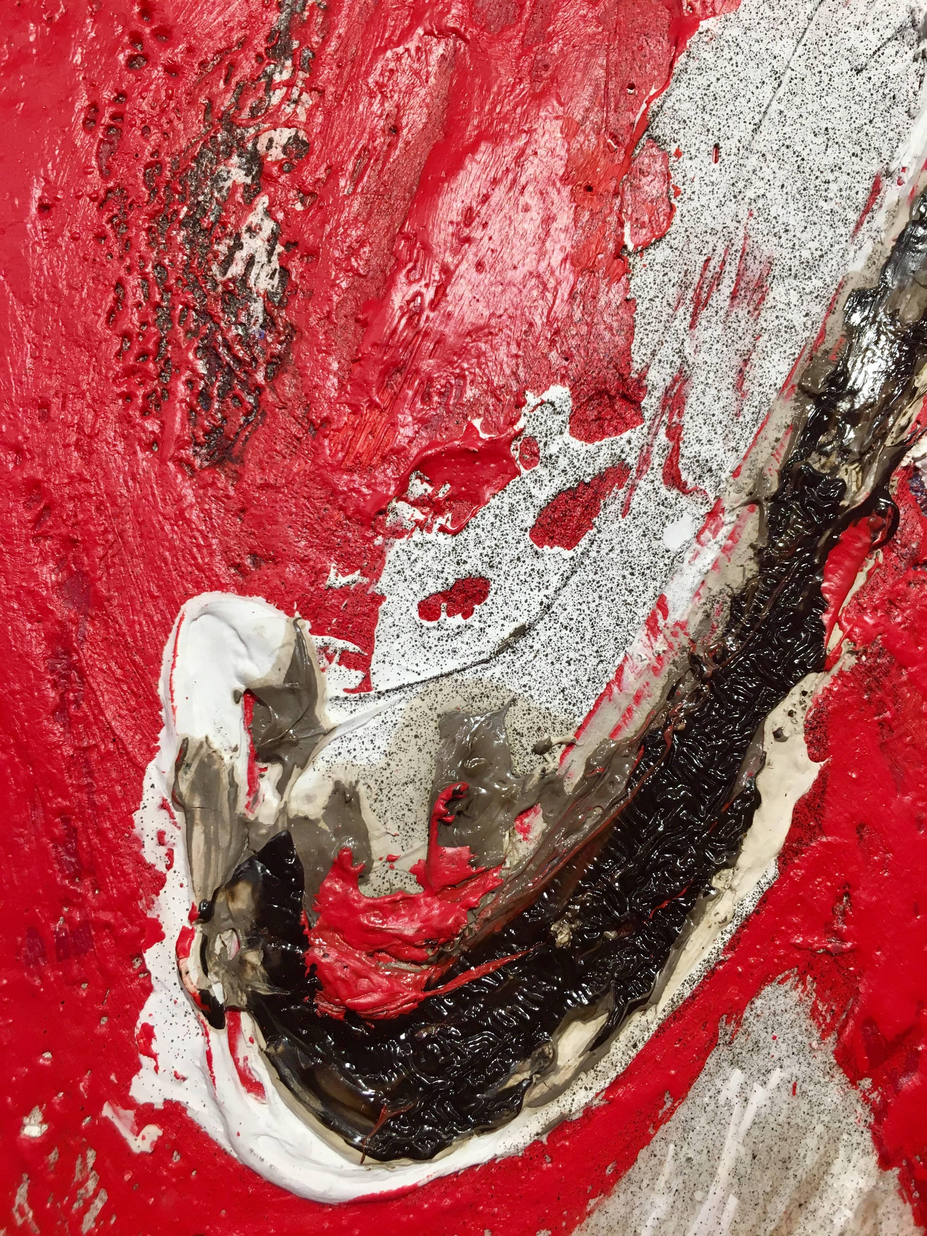 Antoni Amat 12   Red  Vertical  original abstract mixed media acrylic painting - Abstract Painting by Toni AMAT
