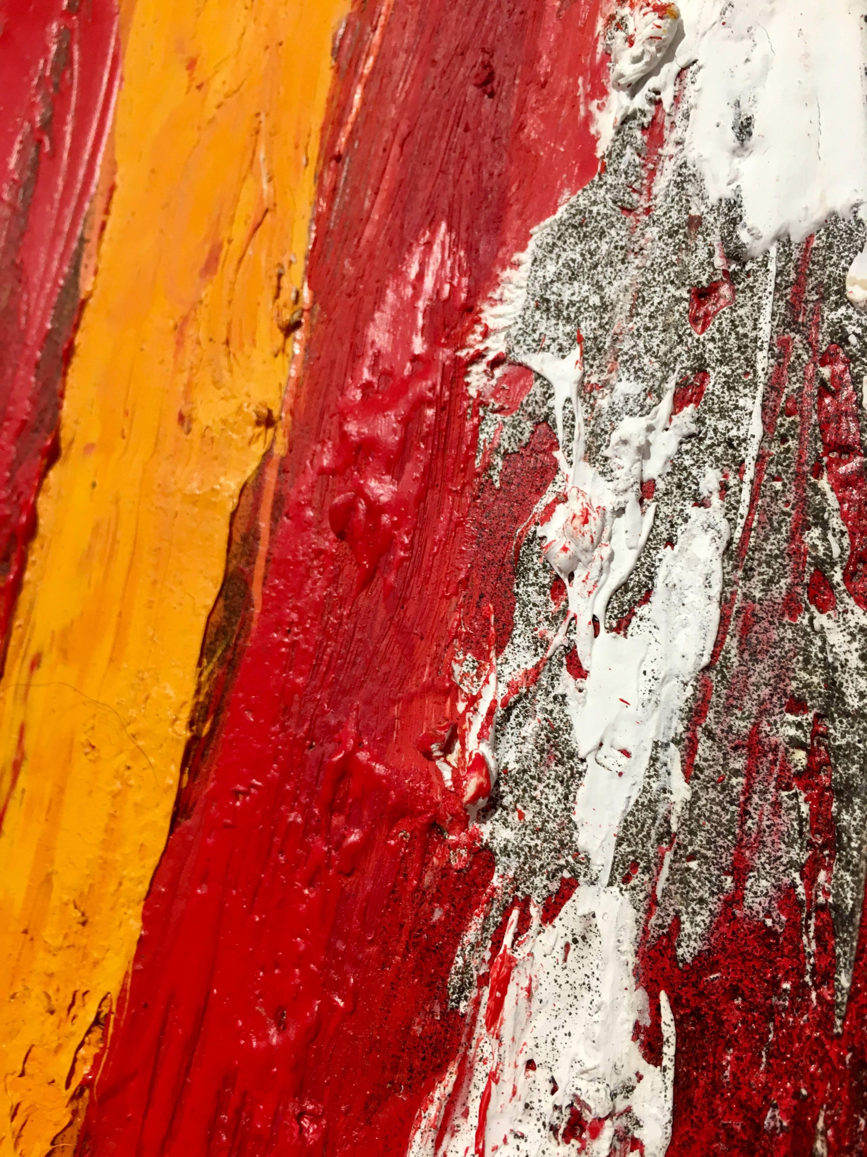 Antoni Amat    Rosso  Verticale  pittura acrilica astratta originale a tecnica mista - Painting di Toni AMAT