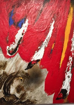 Antoni Amat Red Vertical original abstract mixed media acrylic painting