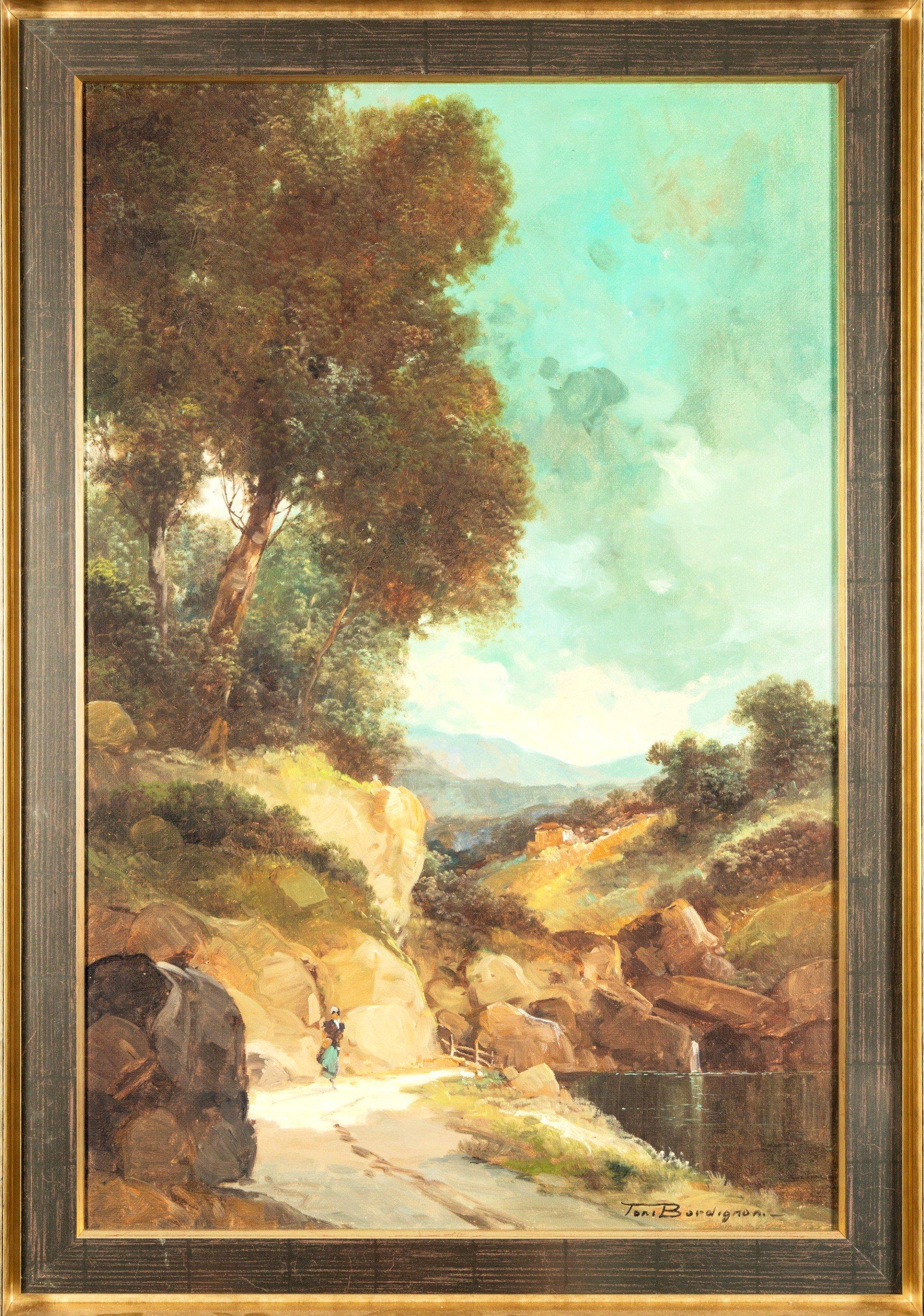 Capriccio landscape painting by TONI BORDIGNON (1921-), in the Old Master style For Sale 1