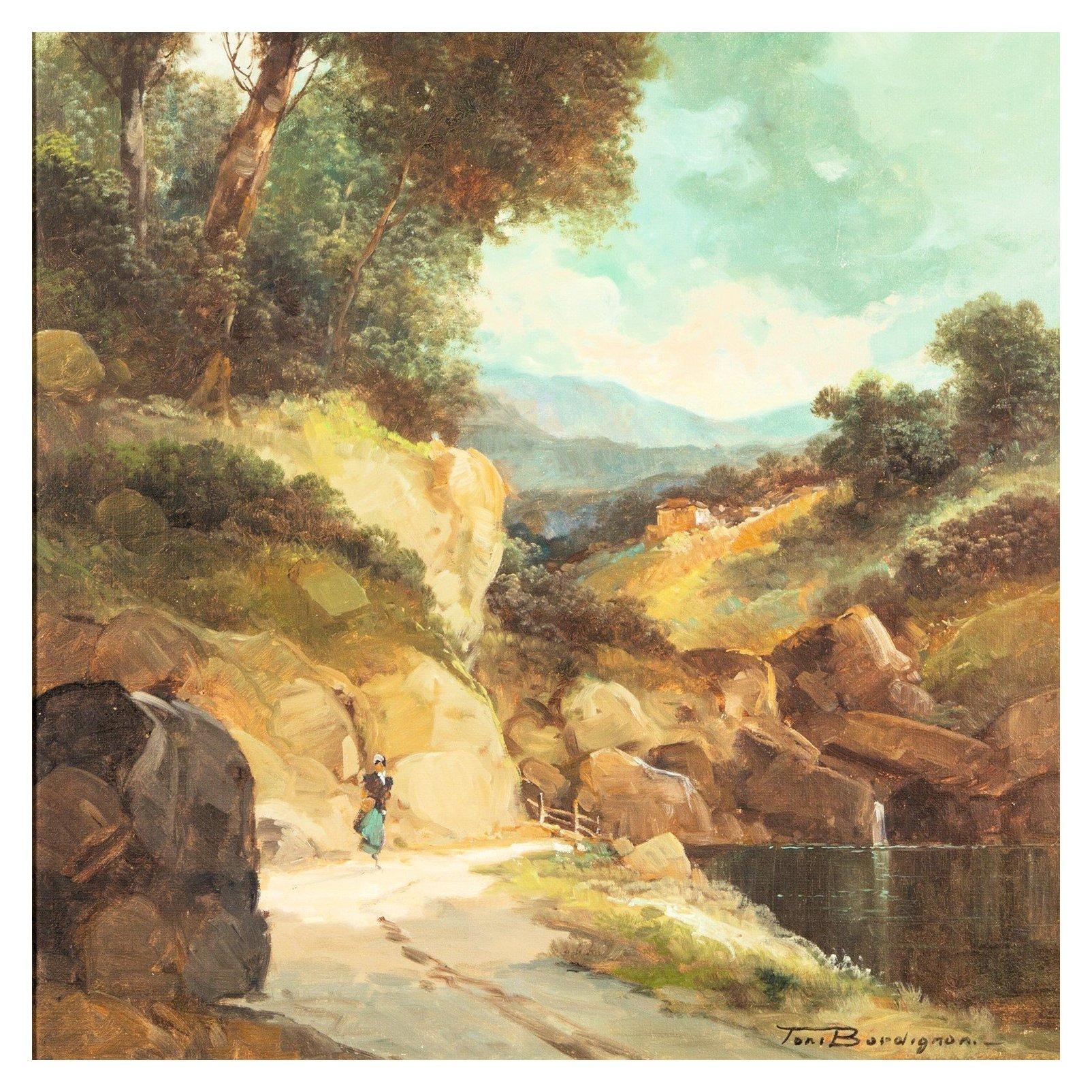 Capriccio landscape painting by TONI BORDIGNON (1921-), in the Old Master style For Sale 2