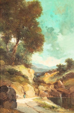 Vintage Capriccio landscape painting by TONI BORDIGNON (1921-), in the Old Master style