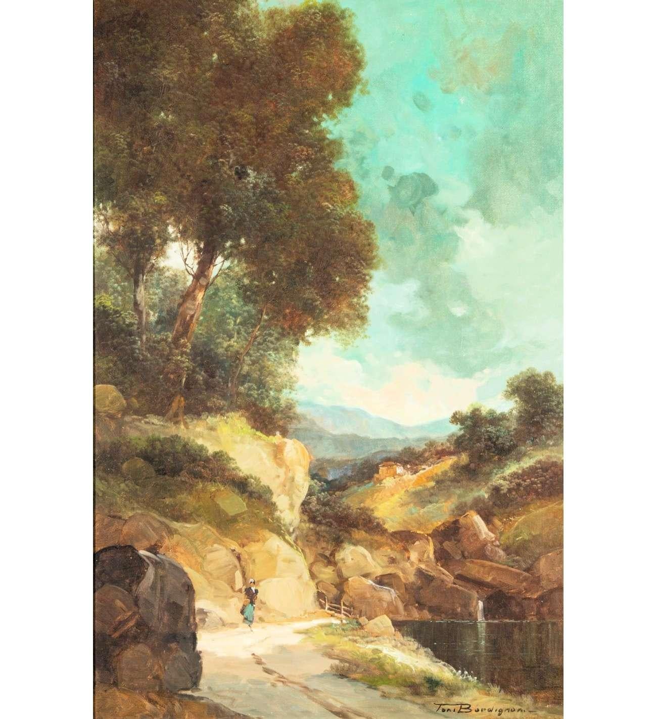 TONI BORDIGNON, dans le style des maîtres anciens, peinture de paysage Capriccio en vente 1