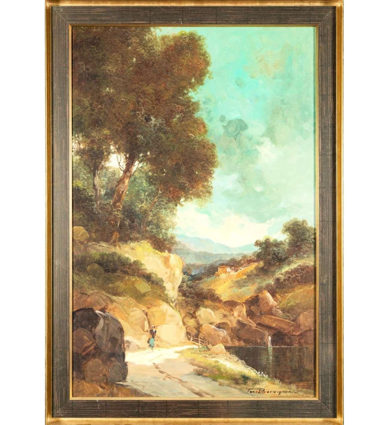TONI BORDIGNON, dans le style des maîtres anciens, peinture de paysage Capriccio en vente 2