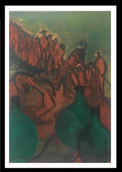Caldentey Mexico II Green Vertical  original neo-expressionist acrylic painting